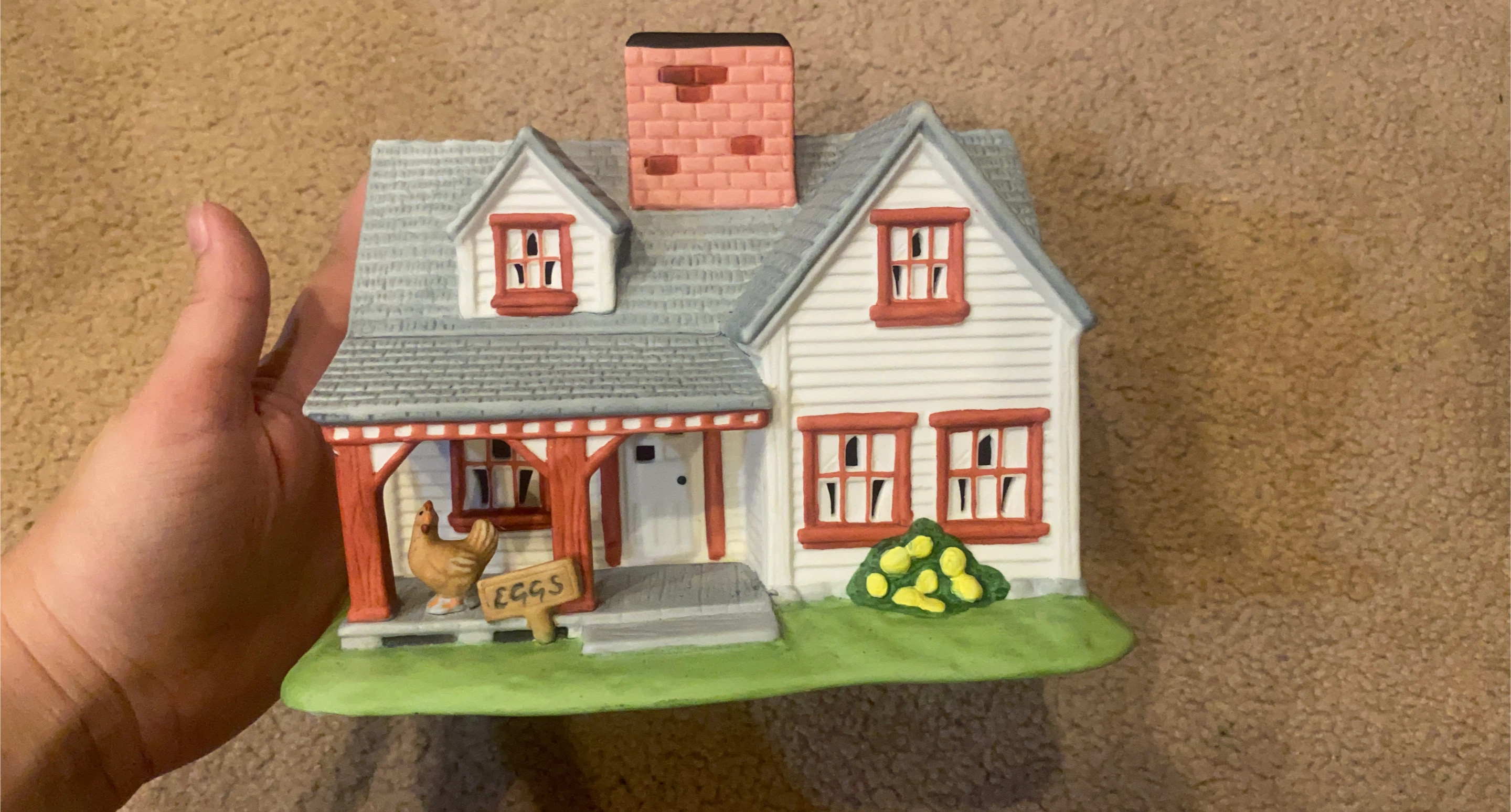 Farmhouse Ceramic House with Chicken and Egg Sign
