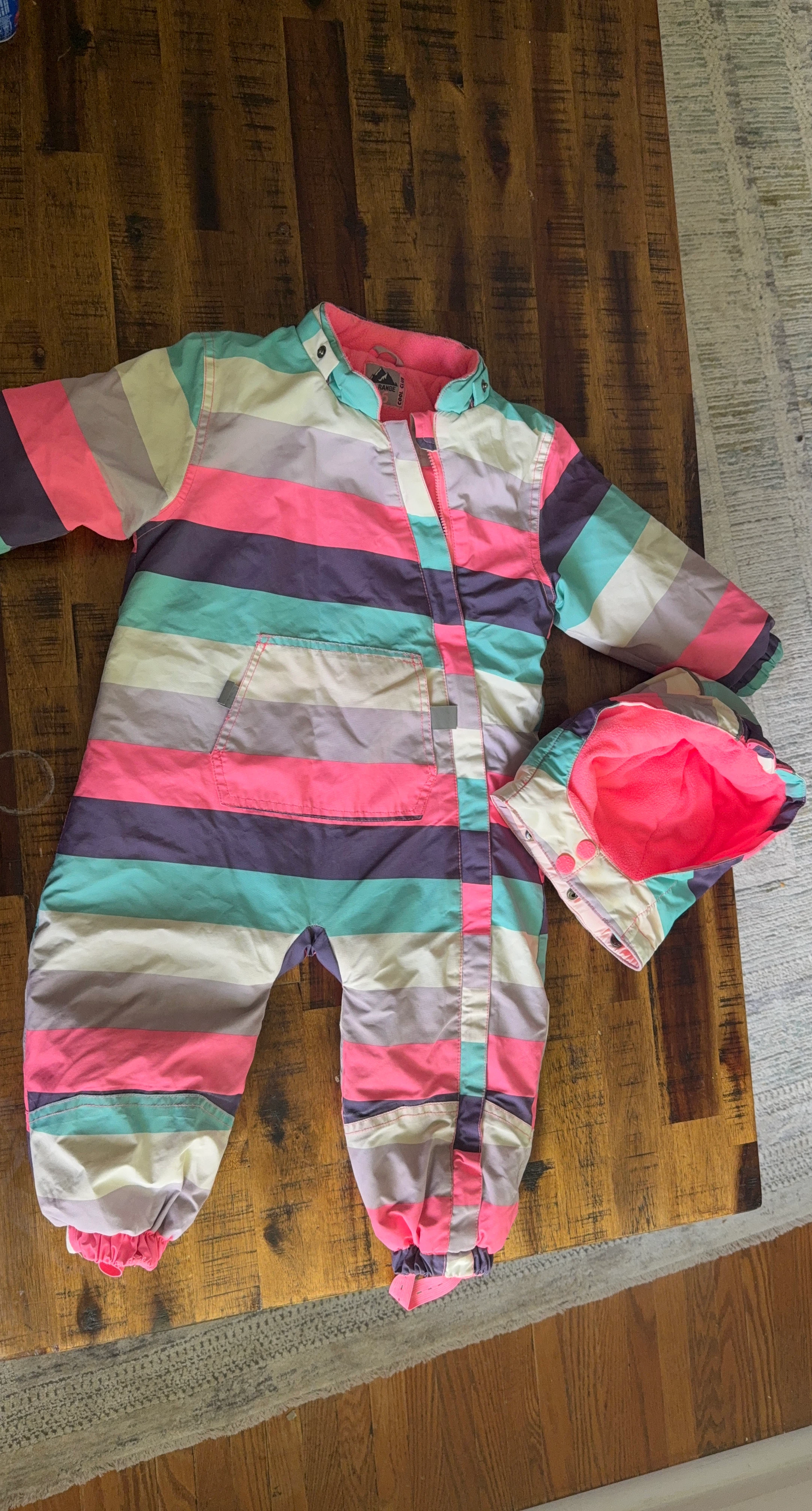 Children's Striped Snowsuit with Hood