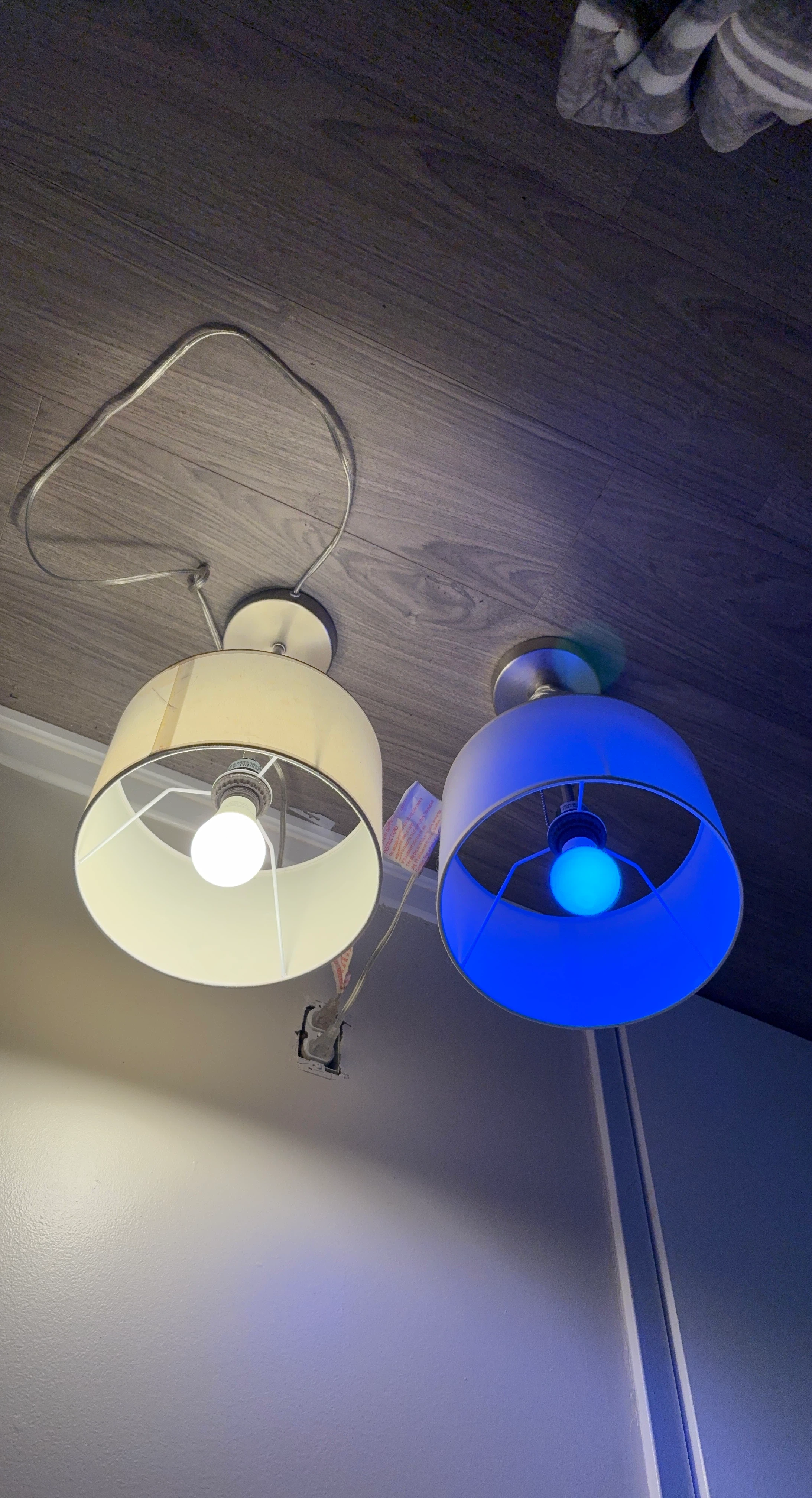 Set of 2 Pendant Lamps with Fabric Shades