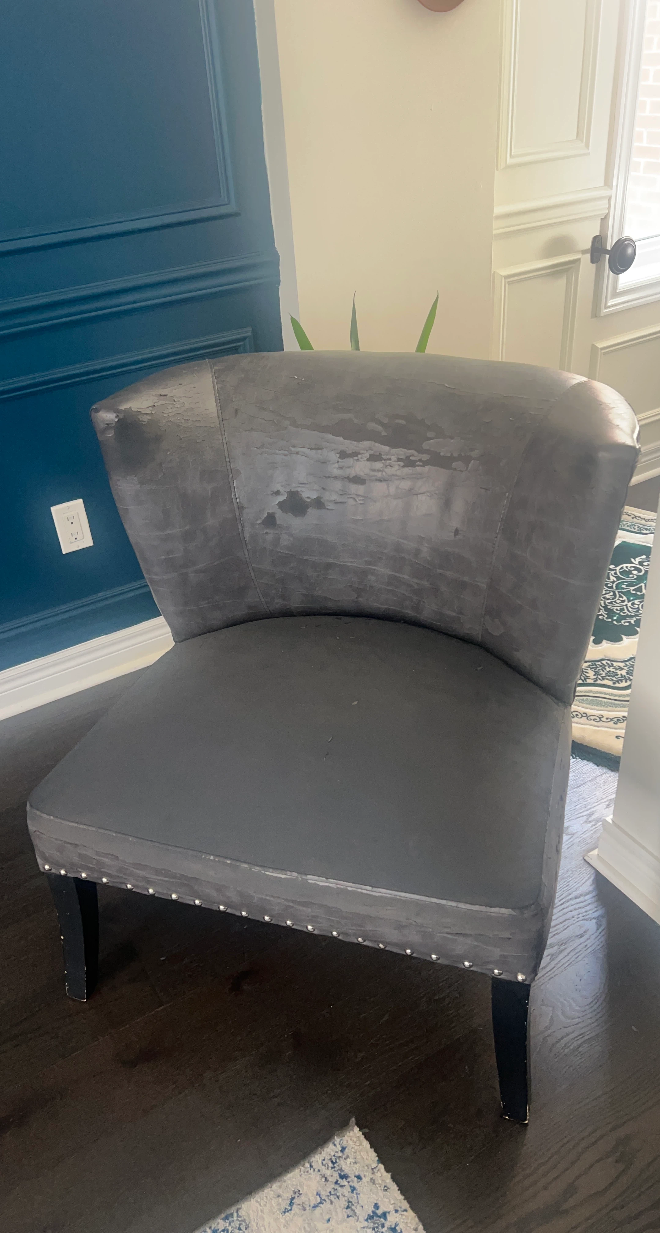 Dark Grey Accent Chair with Studs
