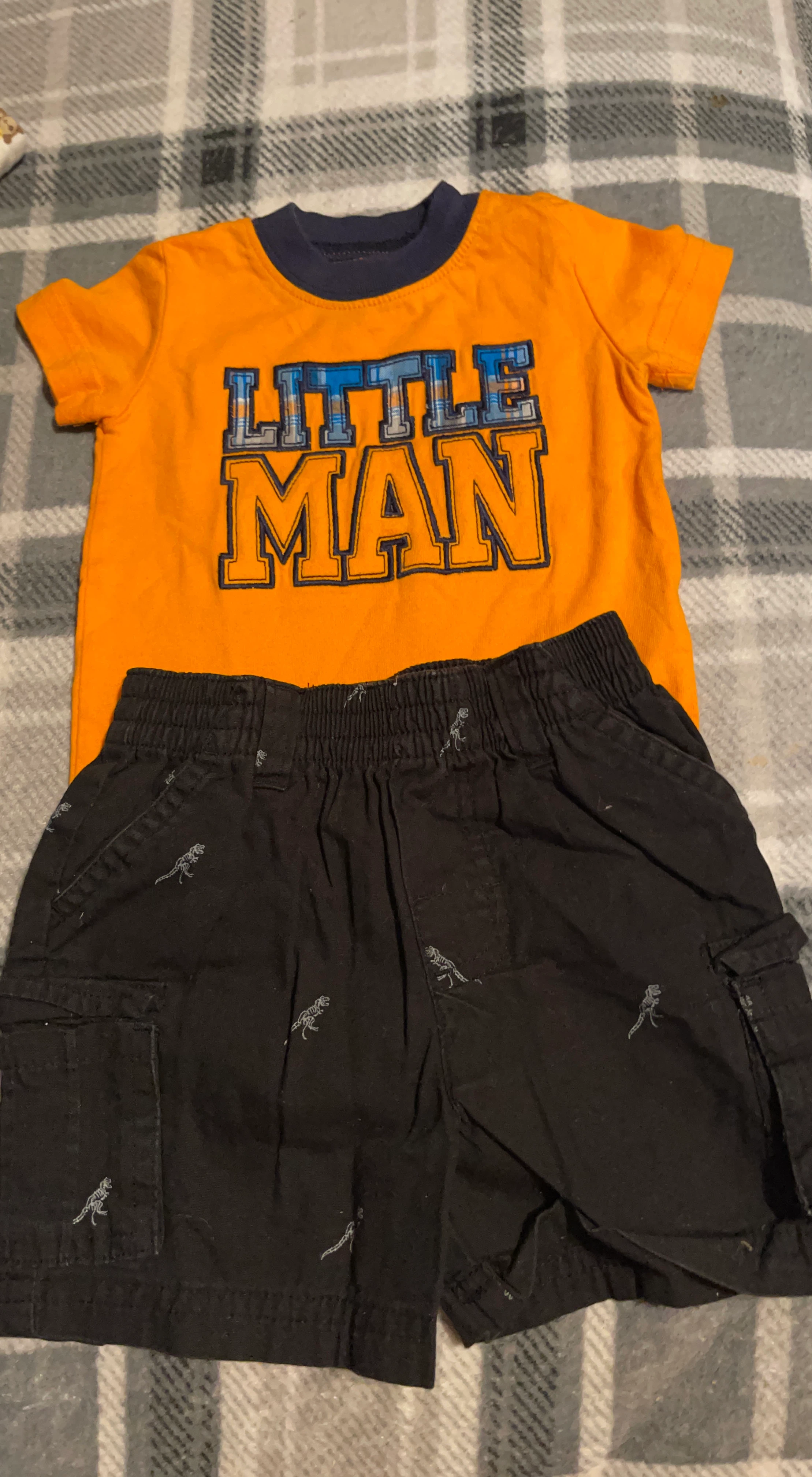 Little Man Dinosaur Print Outfit