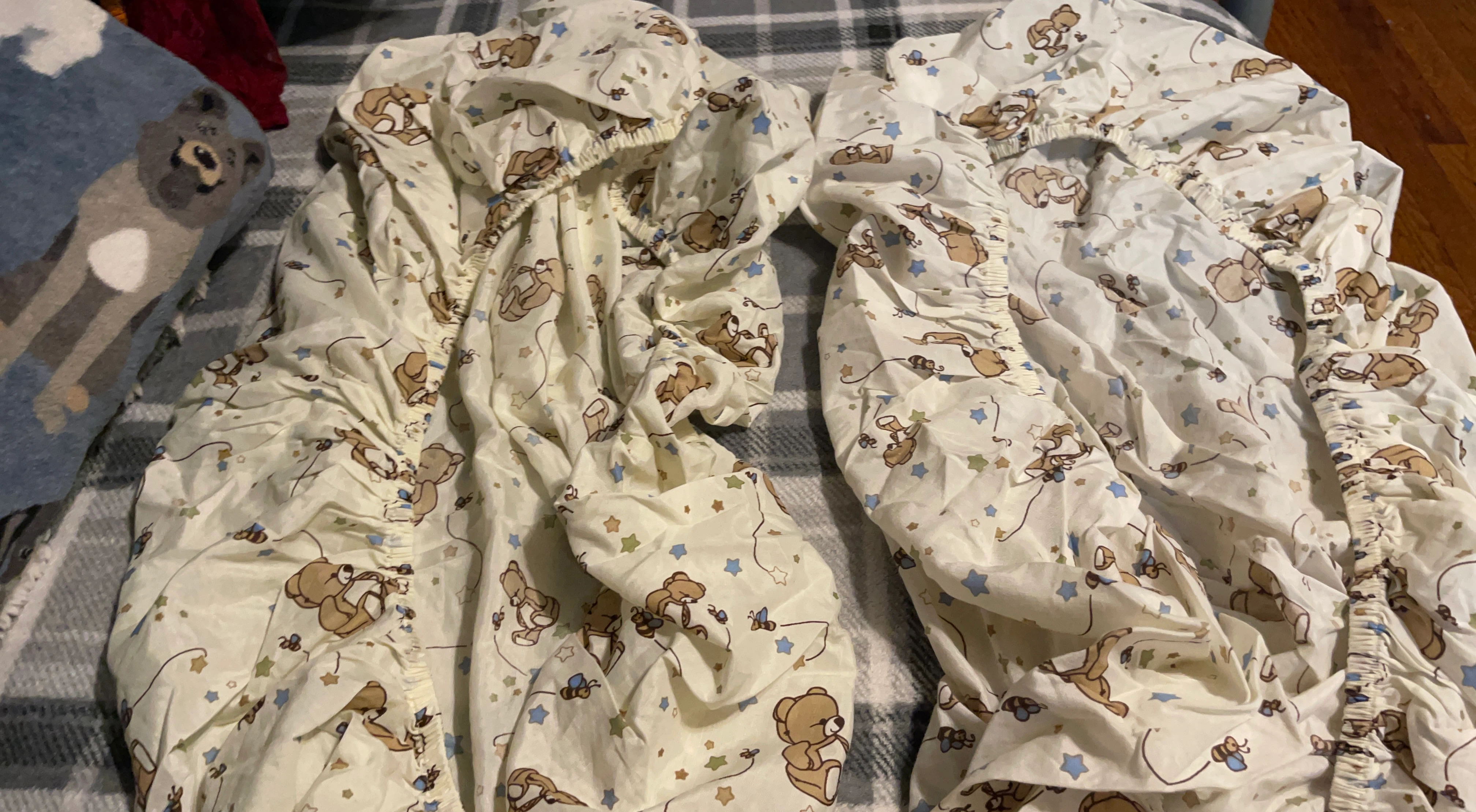 Baby Crib Sheets Set - Teddy Bears & Stars Print