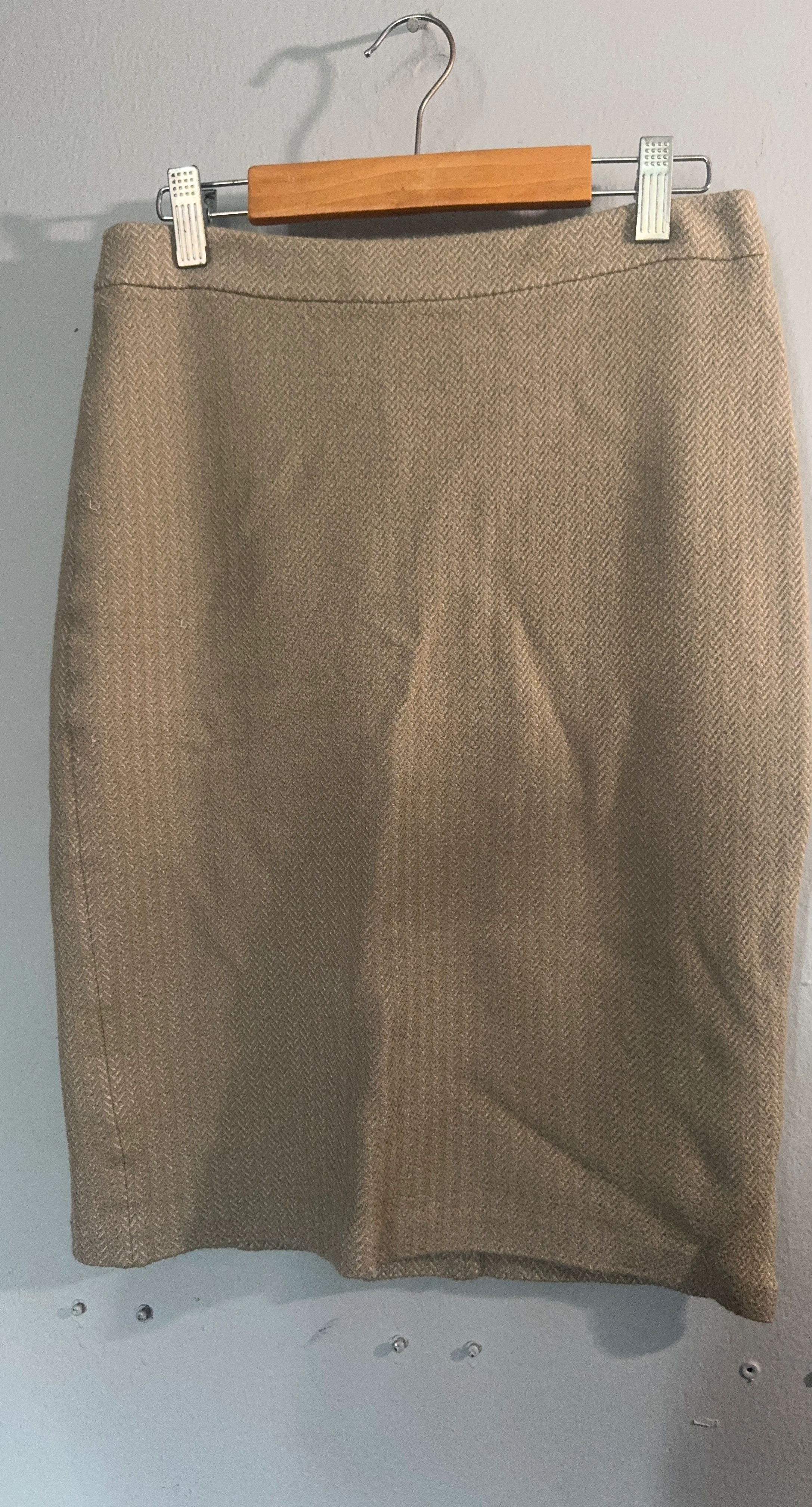 Tan Herringbone Pencil Skirt Armani