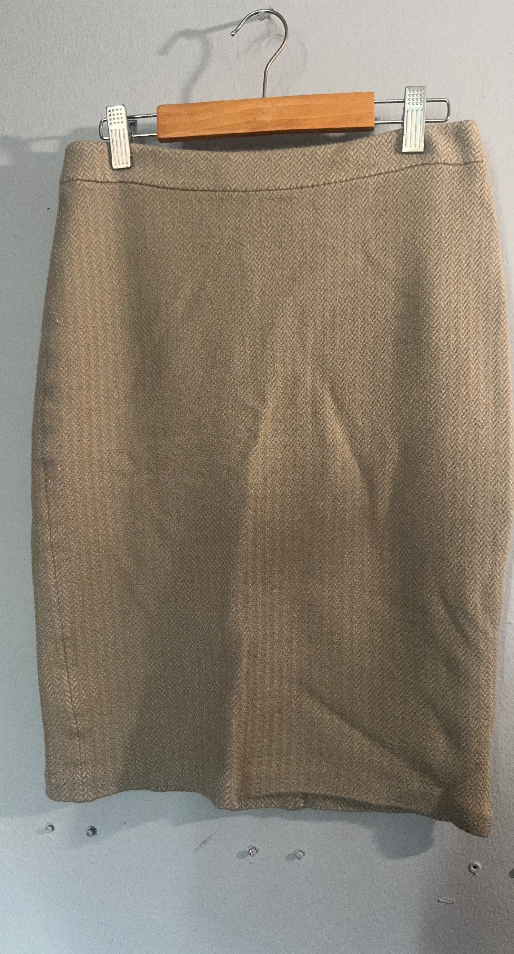 Tan Herringbone Pencil Skirt Armani
