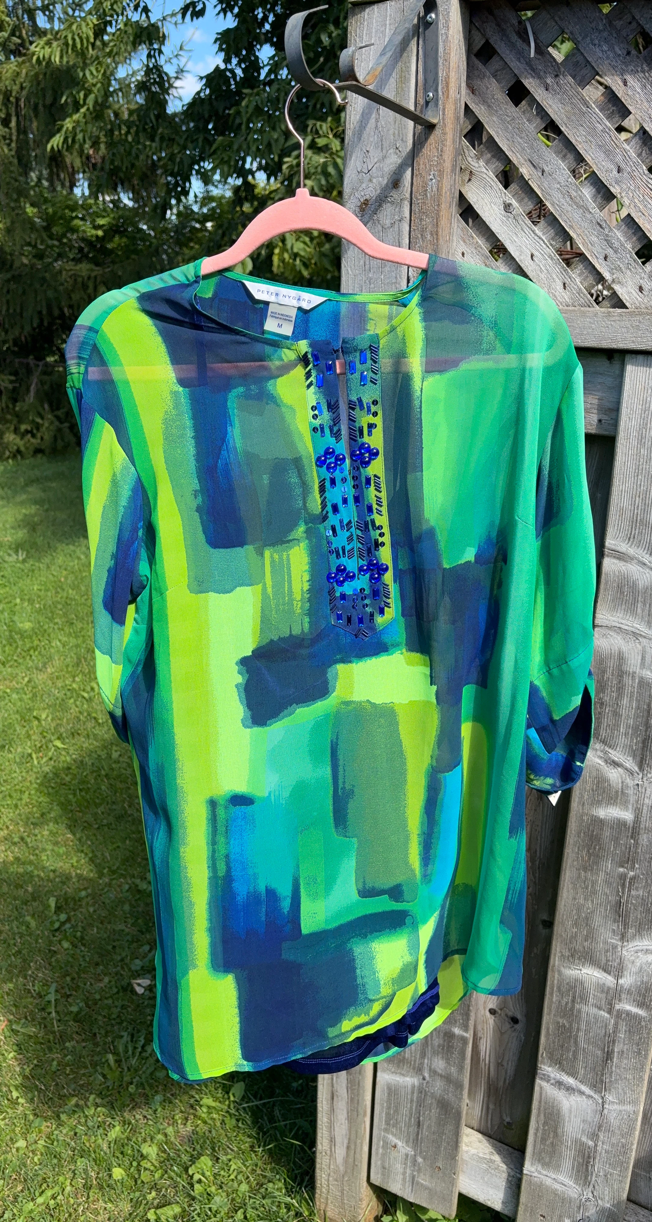 Peter Nygård Print Embellished Tunic Top Size M