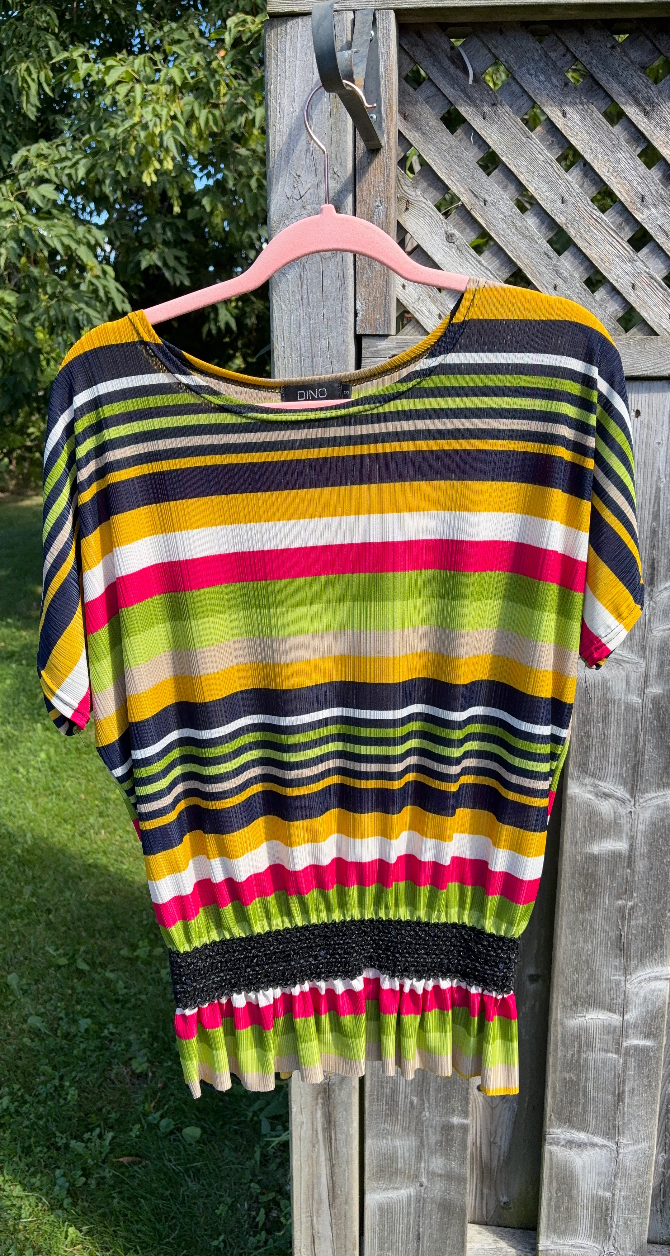 DINO Striped Short Sleeve Top - Size S