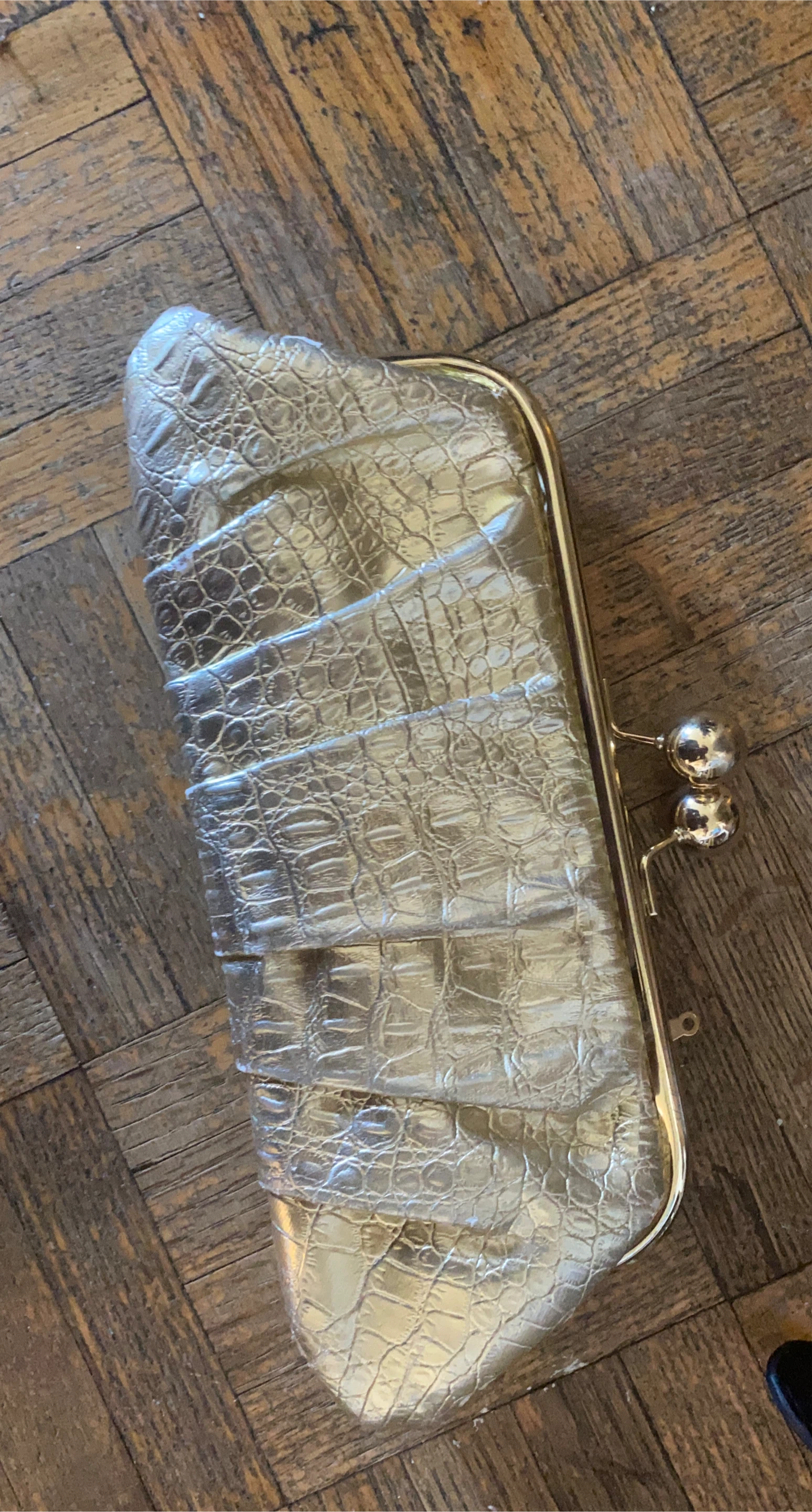Gold Crocodile Clutch Purse