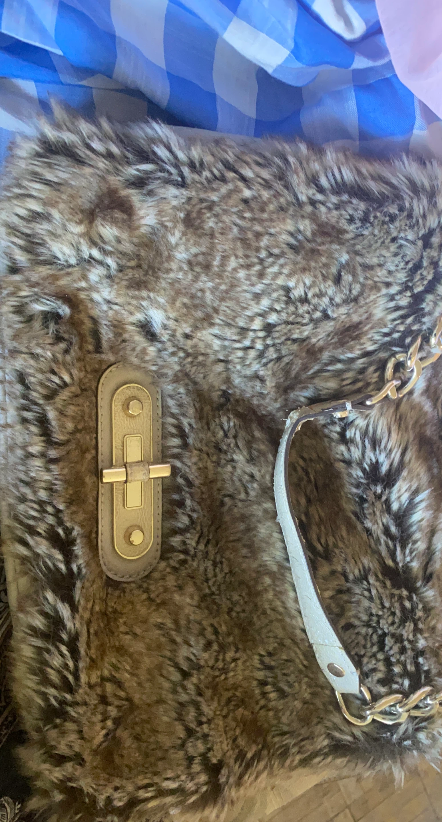 Faux Fur Shoulder Bag with Chain Strap