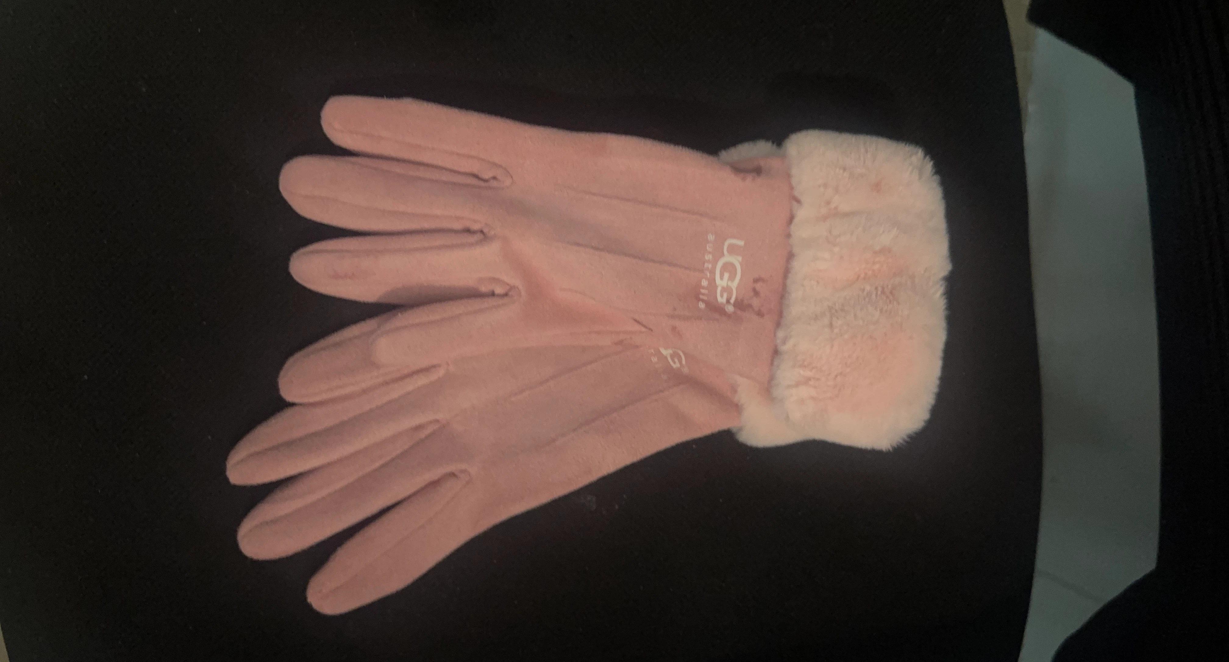 Ugg Pink Gloves with Fur Trim