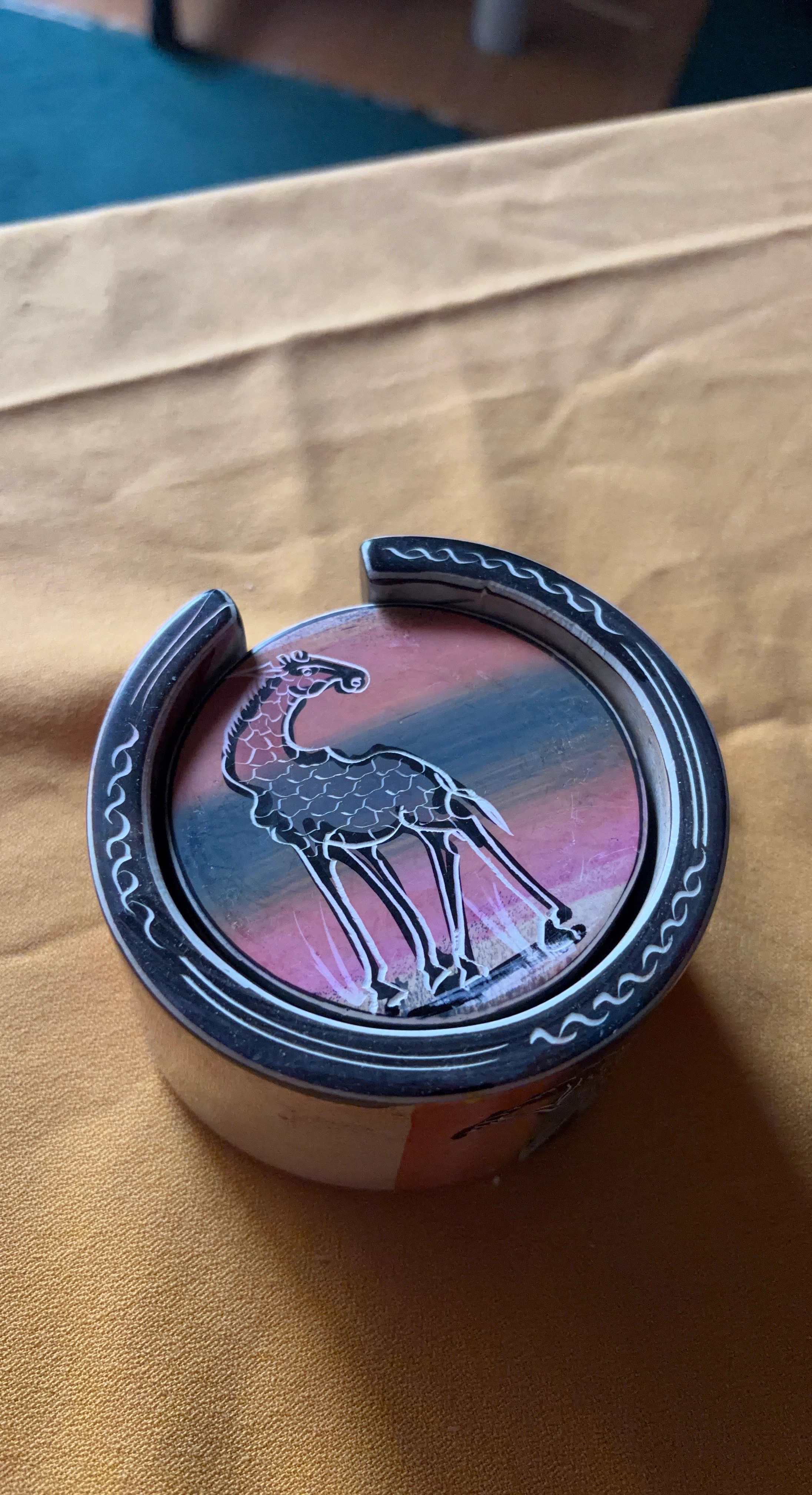 Set of 6 Coasters with Giraffe Design