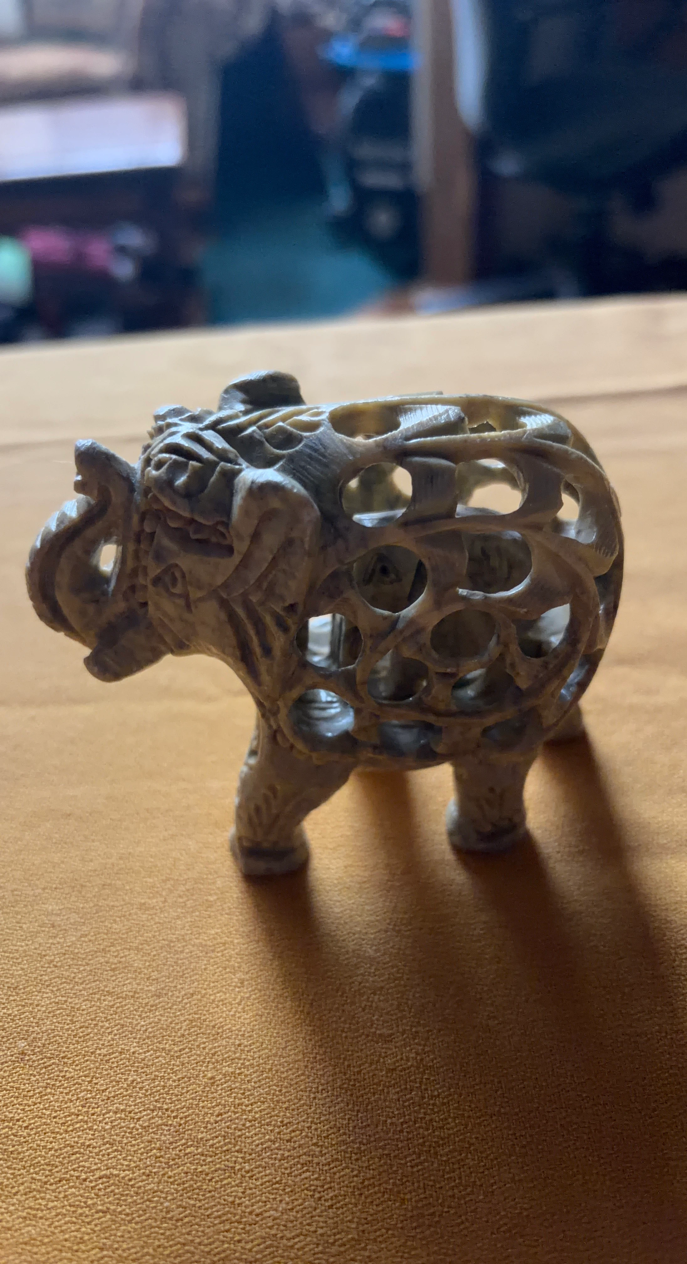 Carved Stone Elephant Figurine