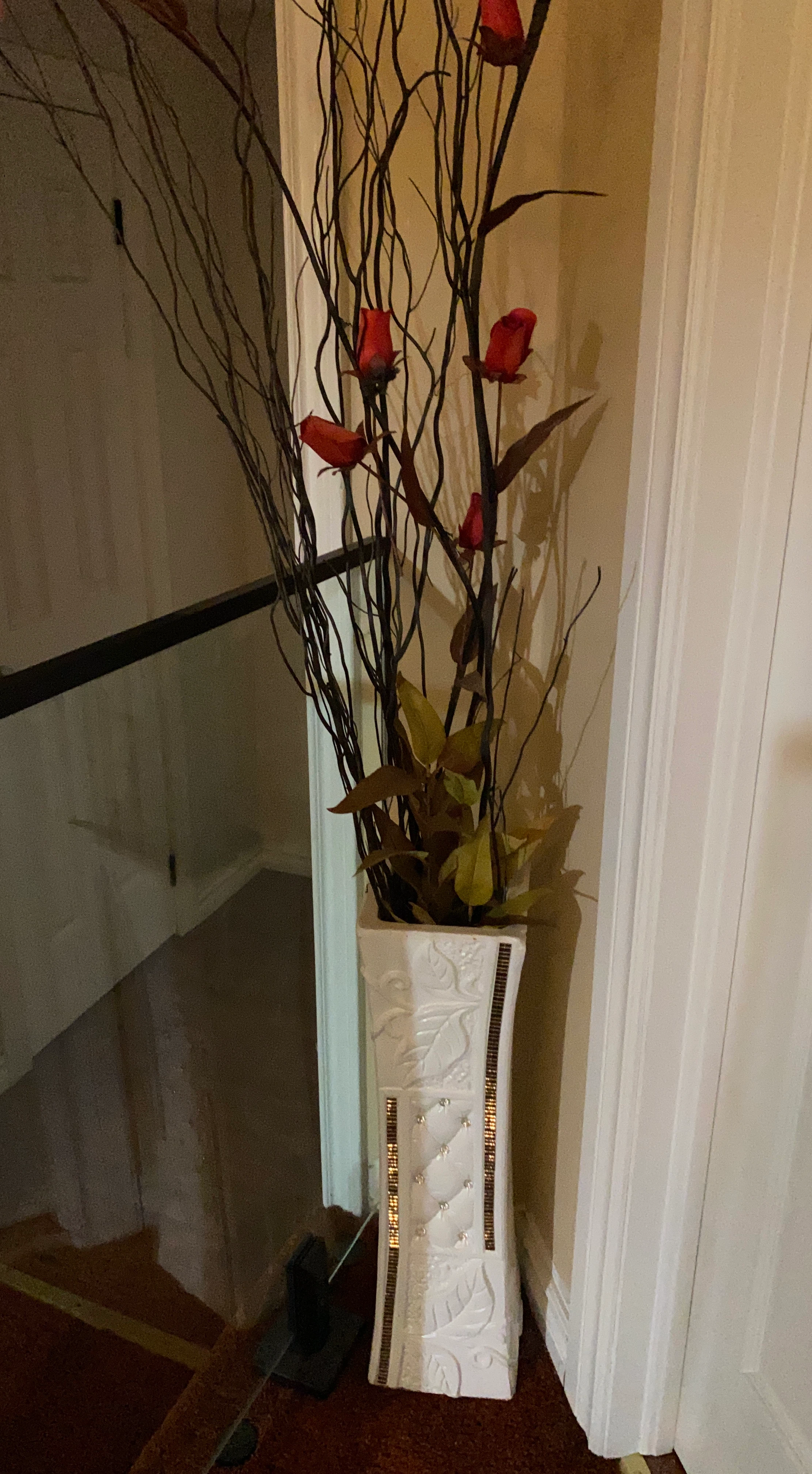 Decorative Floor Vase with Artificial Flowers