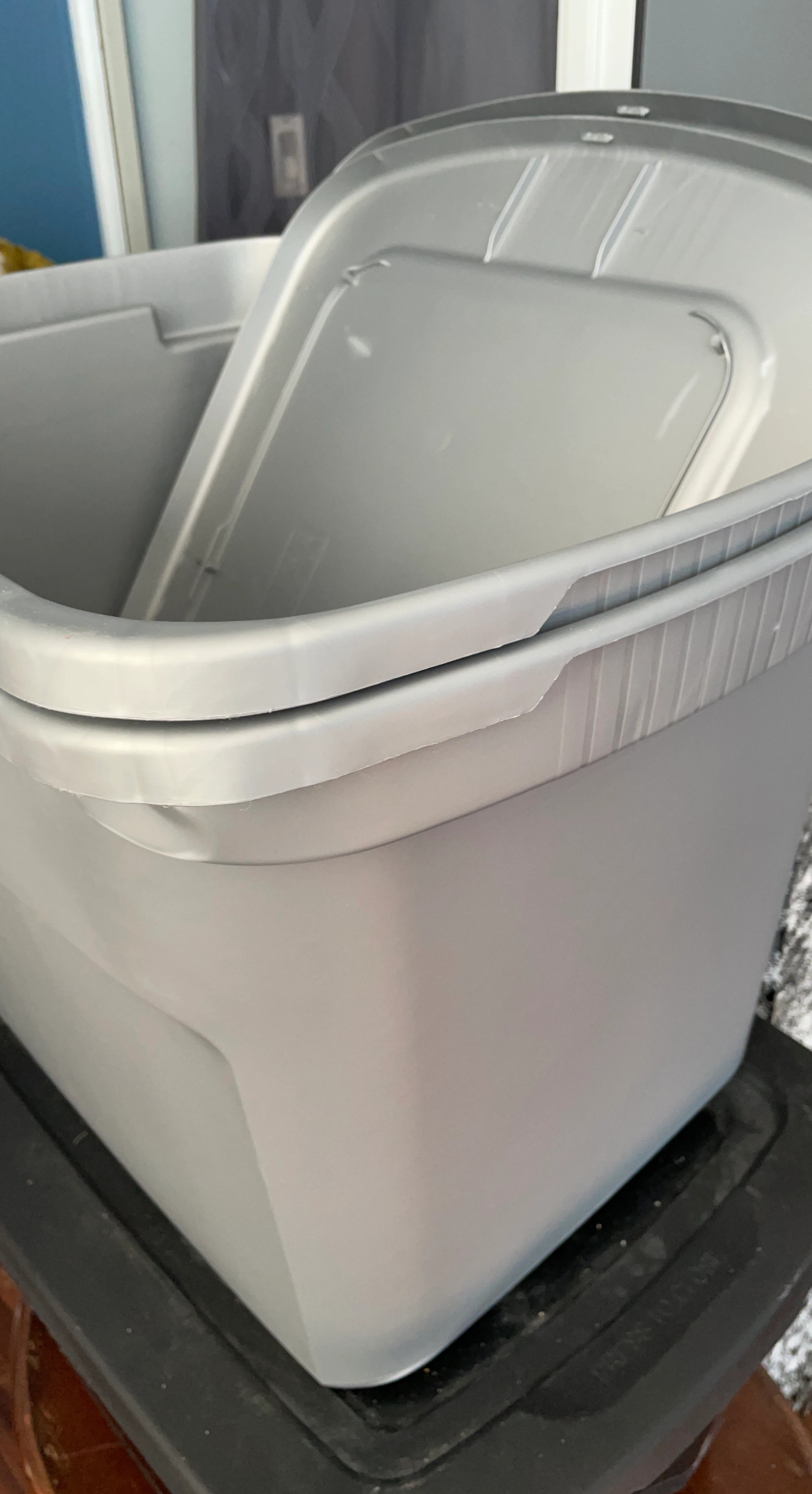 2 Grey Storage Bins with Lid