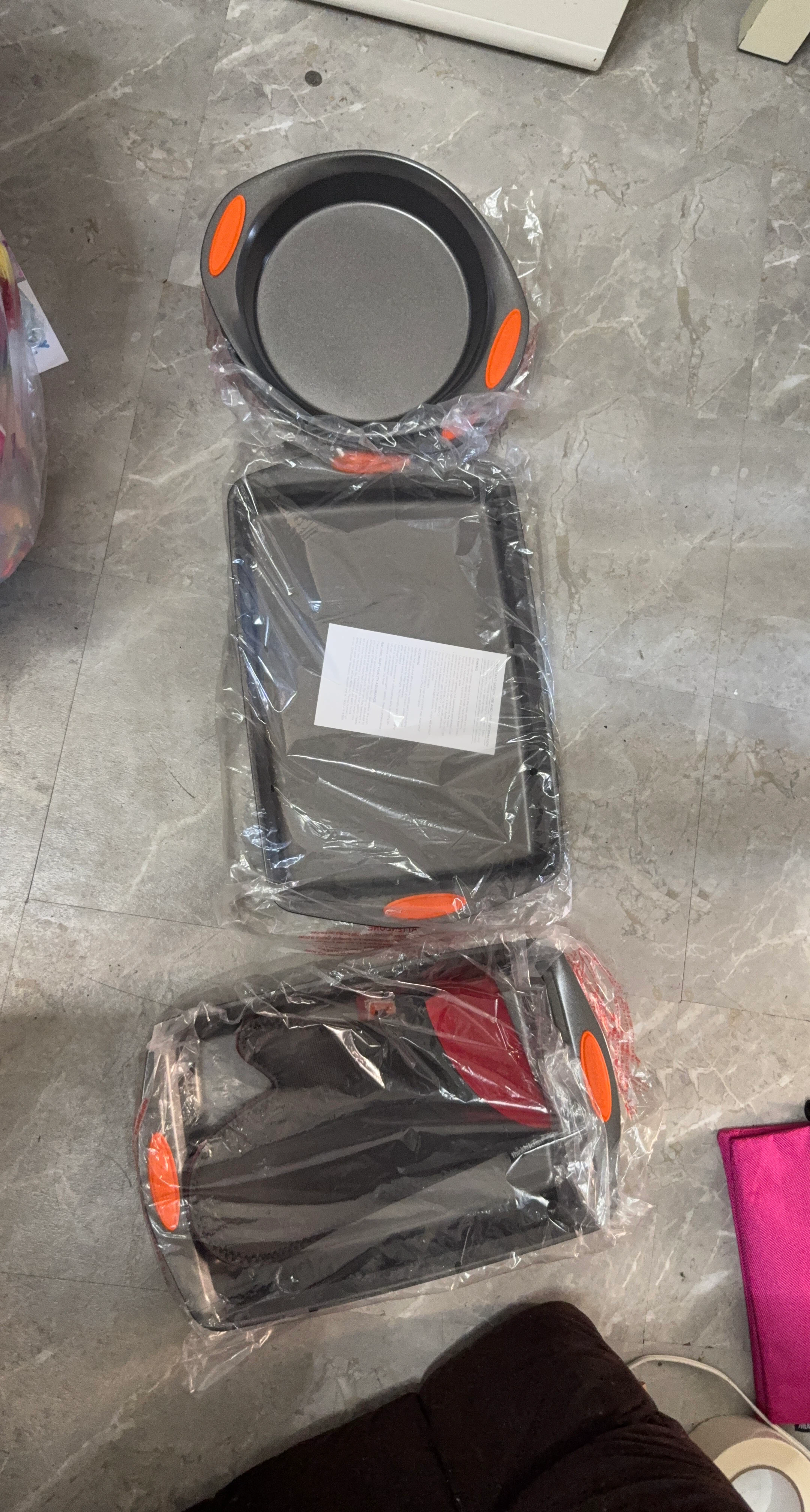 Baking Pan Set with Orange Handles
