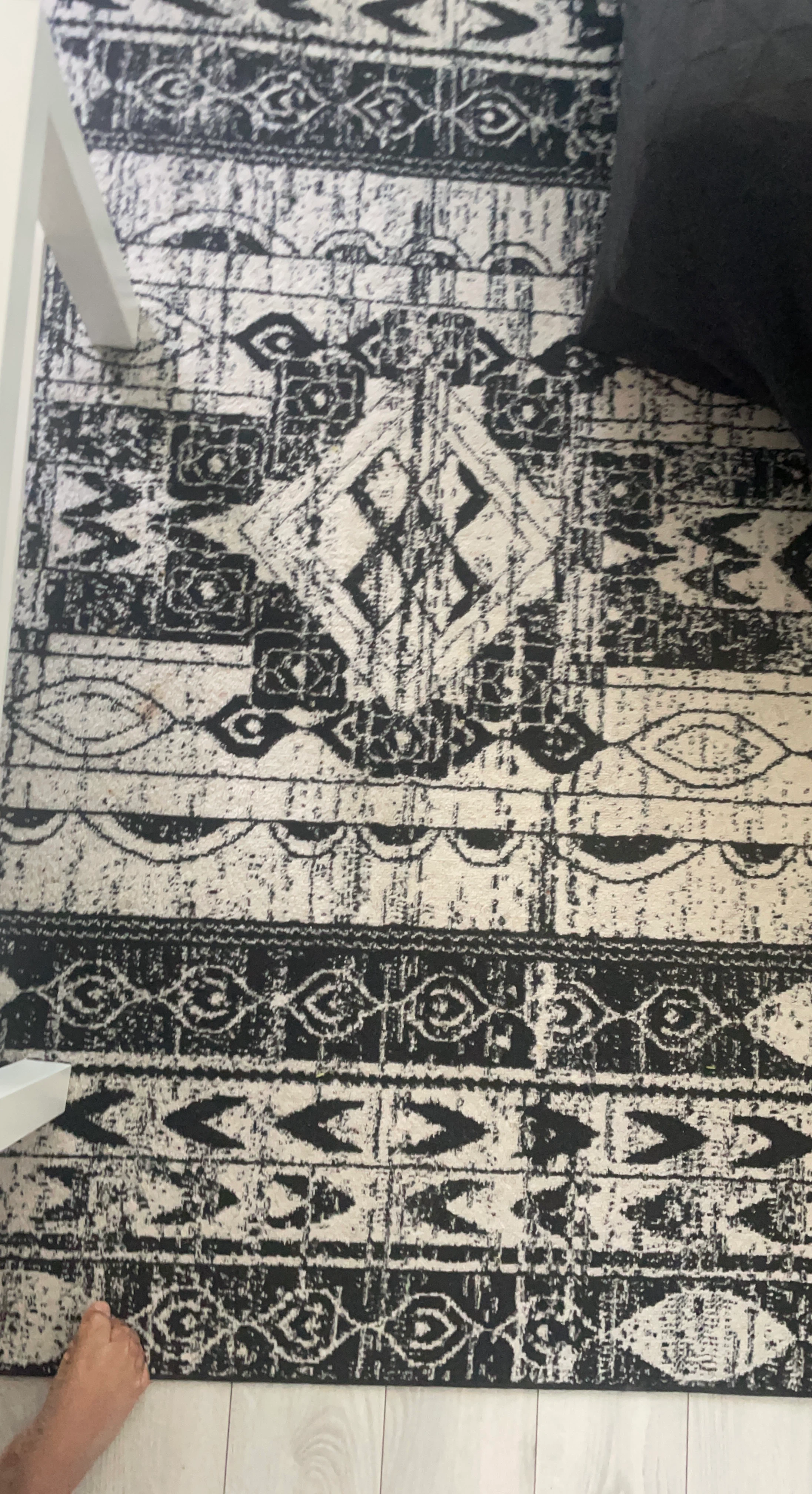 Black and white geometric area rug