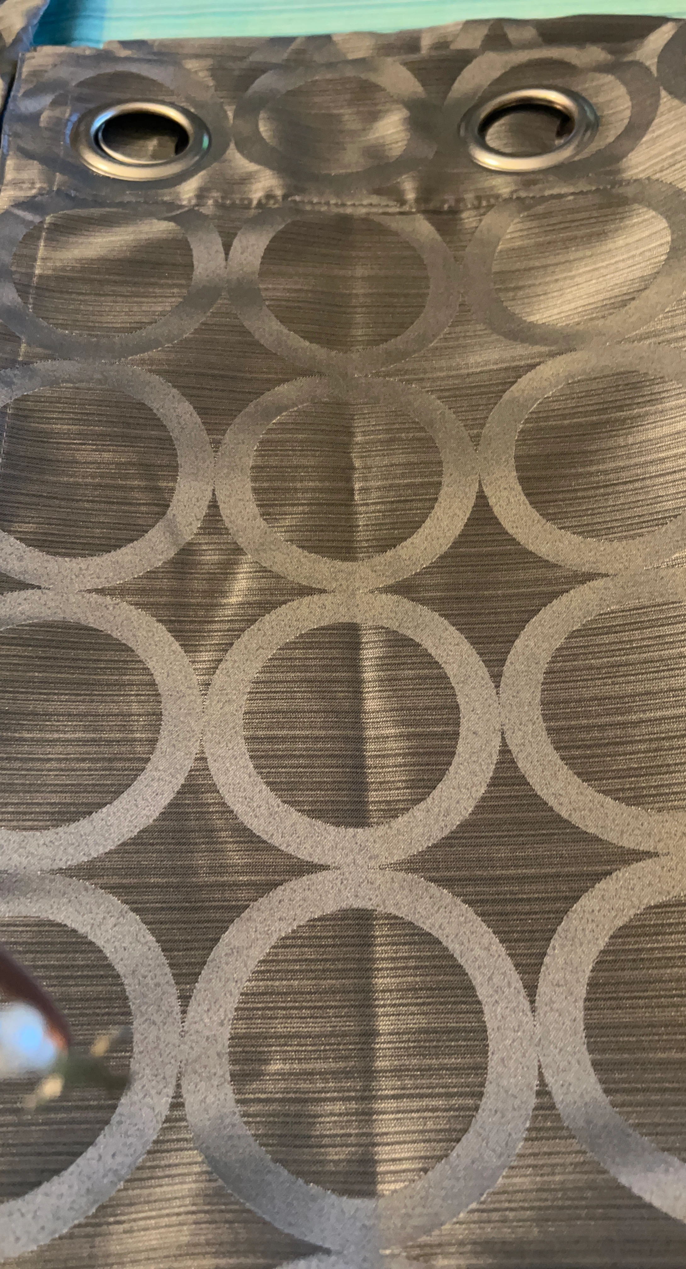 Grey Grommet Curtains with Geometric Circles