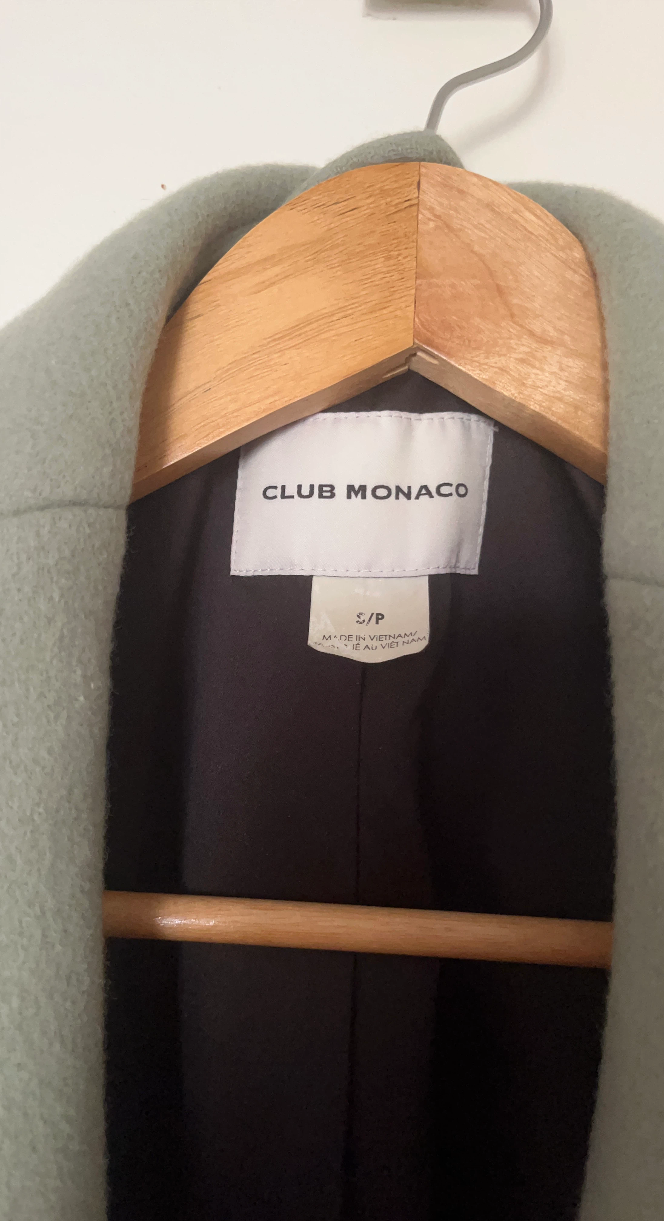 Club Monaco Light Green Coat - Size S/P