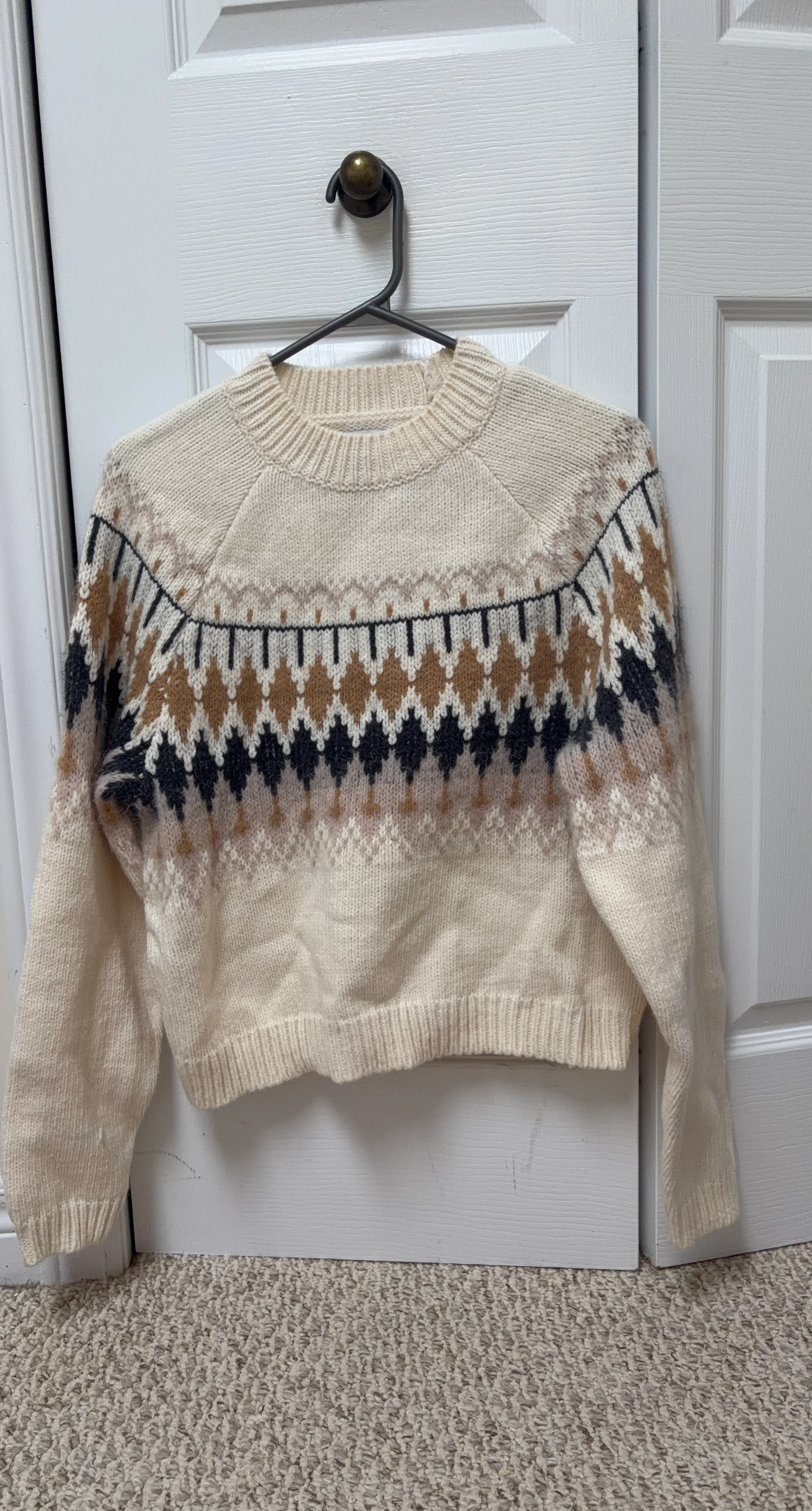 Cream Fair Isle Knit Sweater