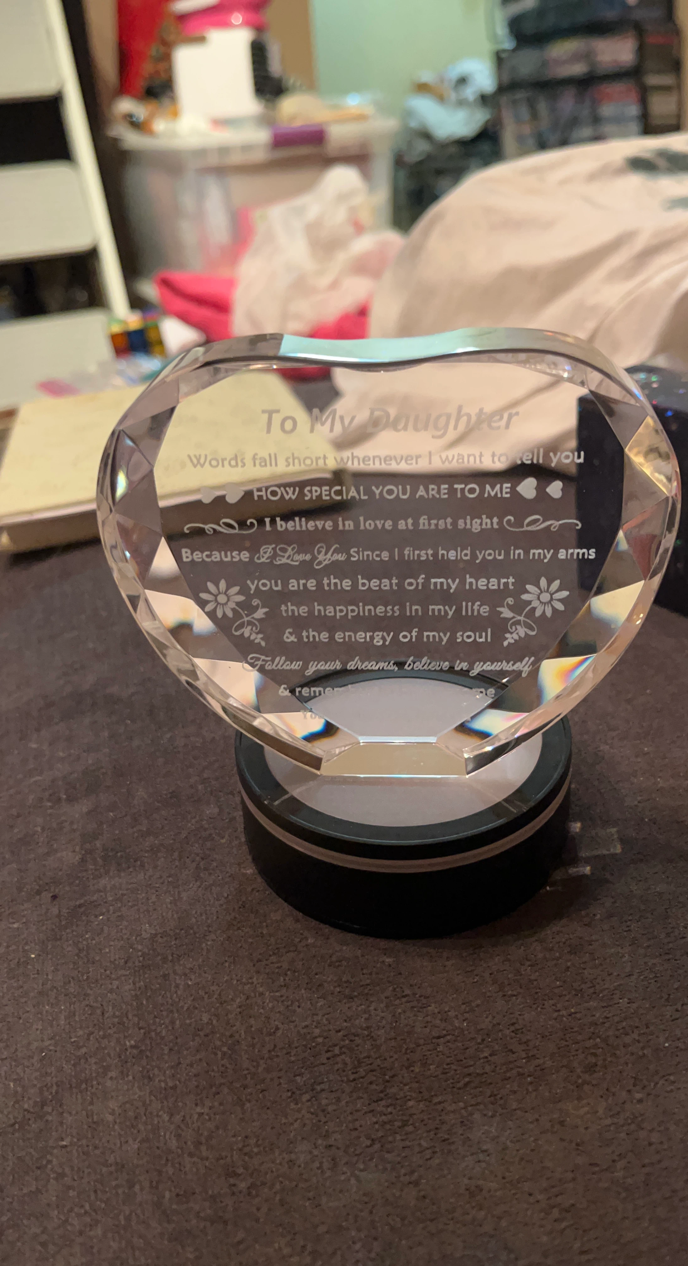 Crystal Heart "To My Daughter" Keepsake