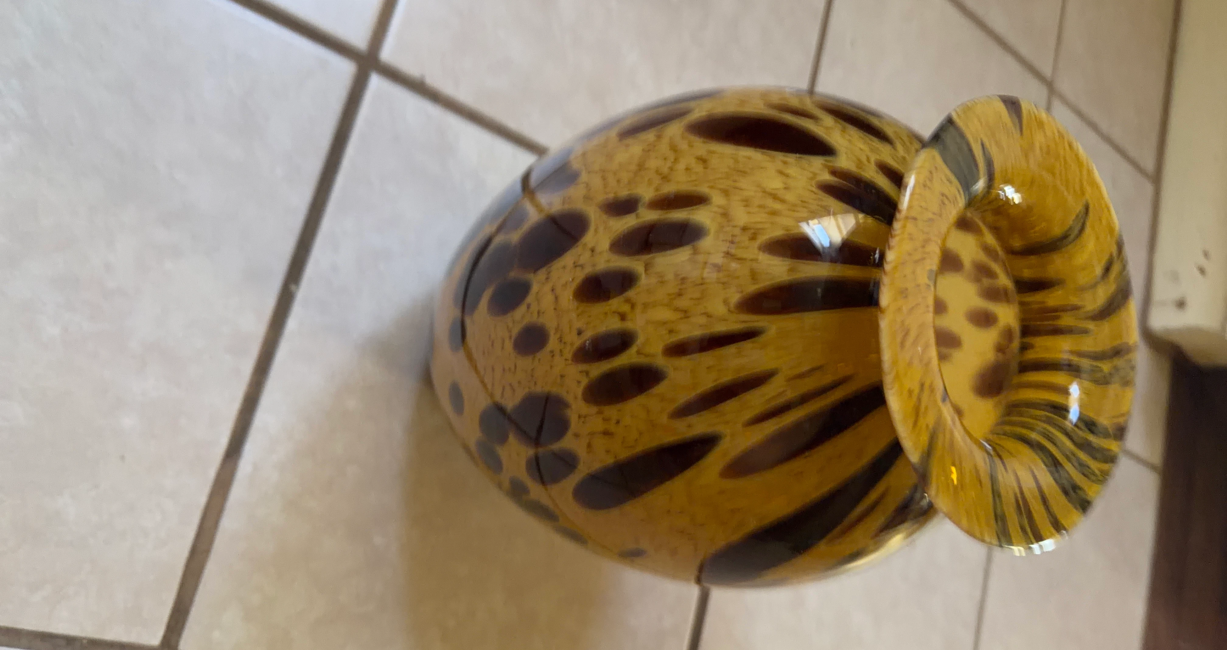 Spotted Amber Glass Vase