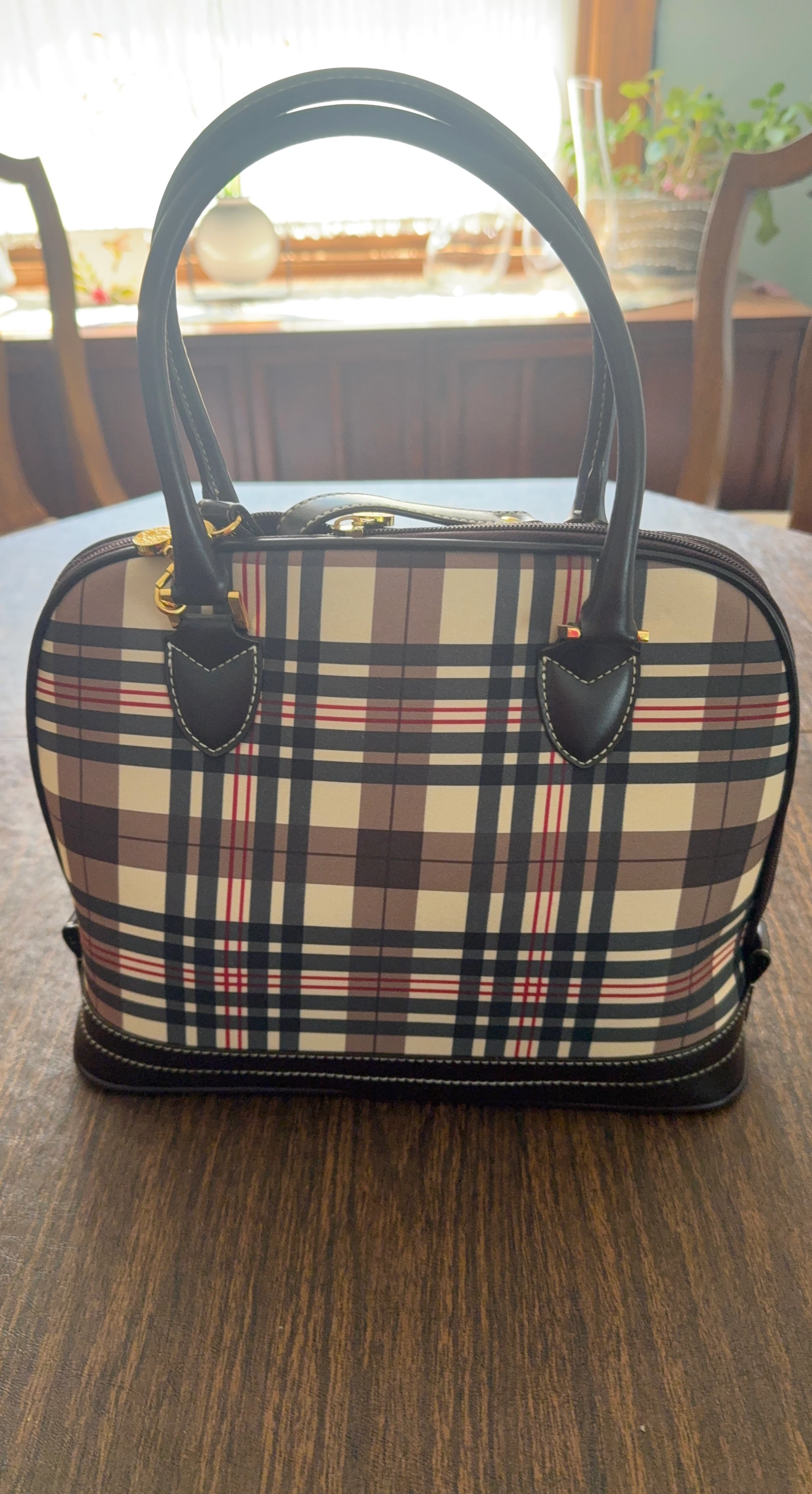 Beverly Hills Polo Club Plaid Satchel Handbag
