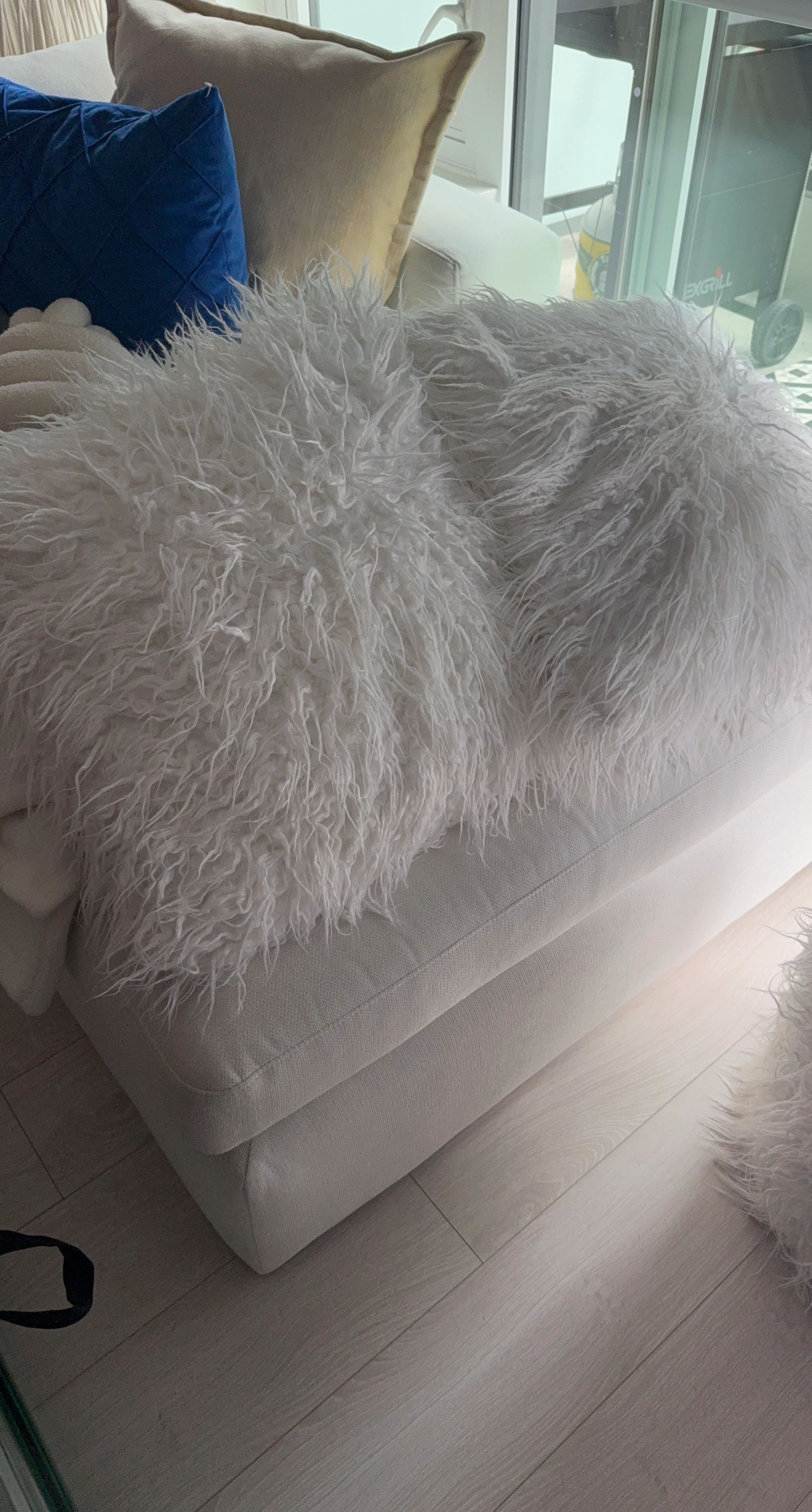 White Faux Fur Throw Pillow
