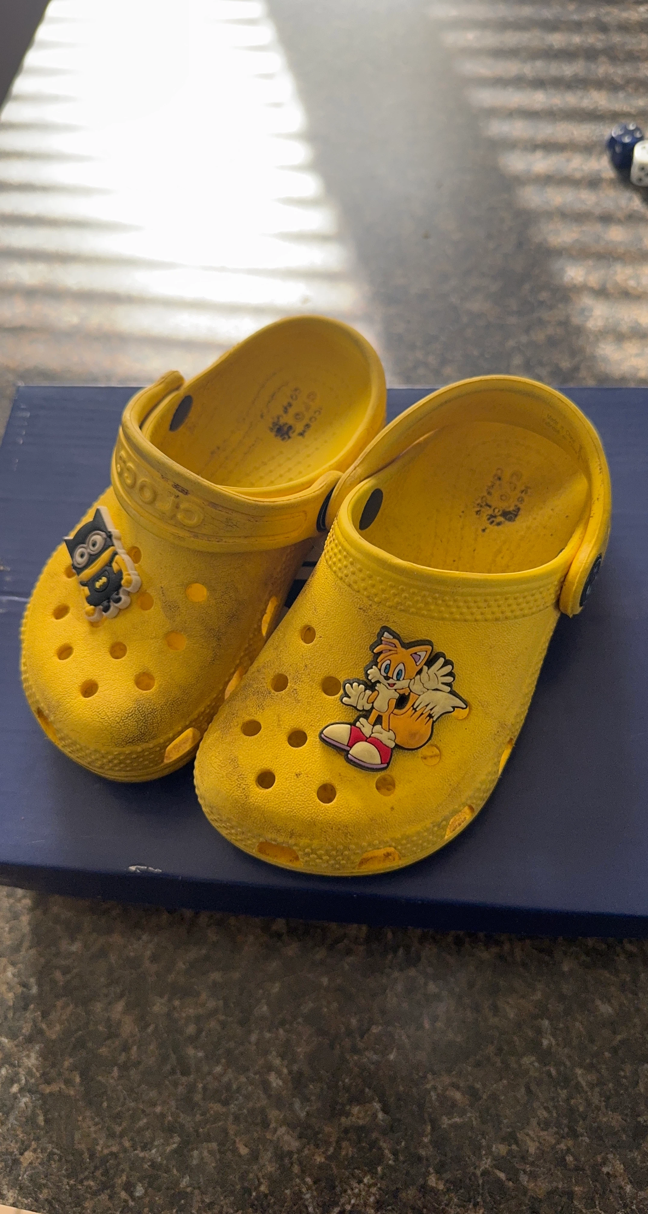 Yellow Crocs with Minion and Tails Charms
