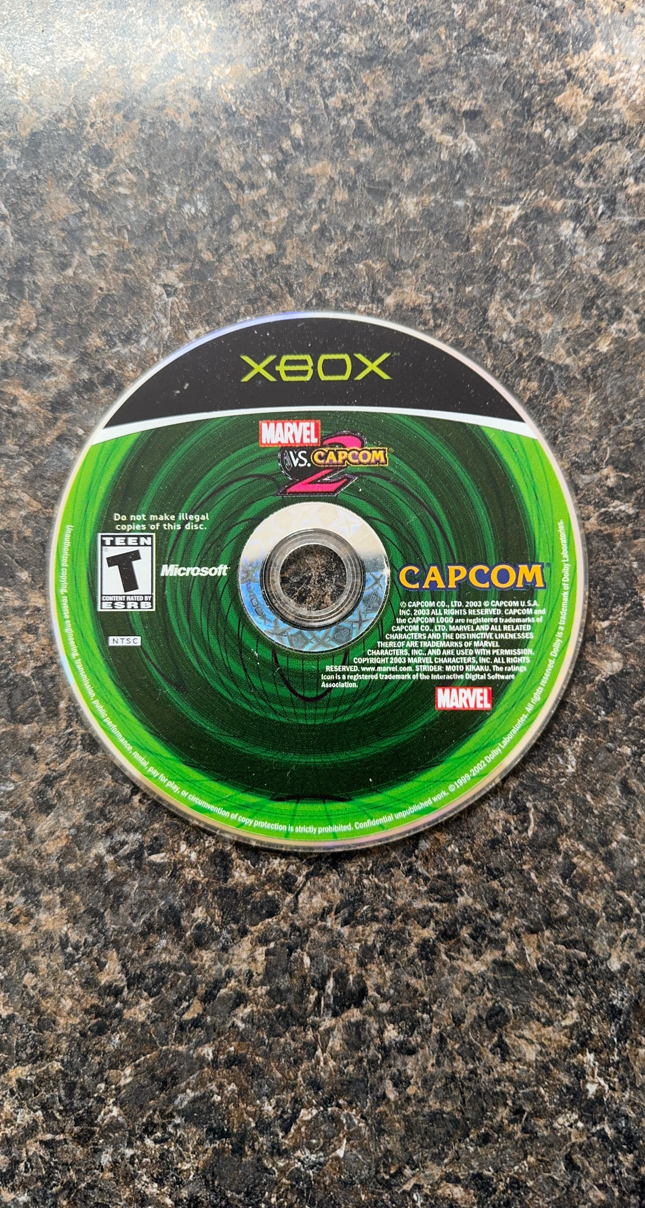Xbox Marvel vs. Capcom 2 Game Disc