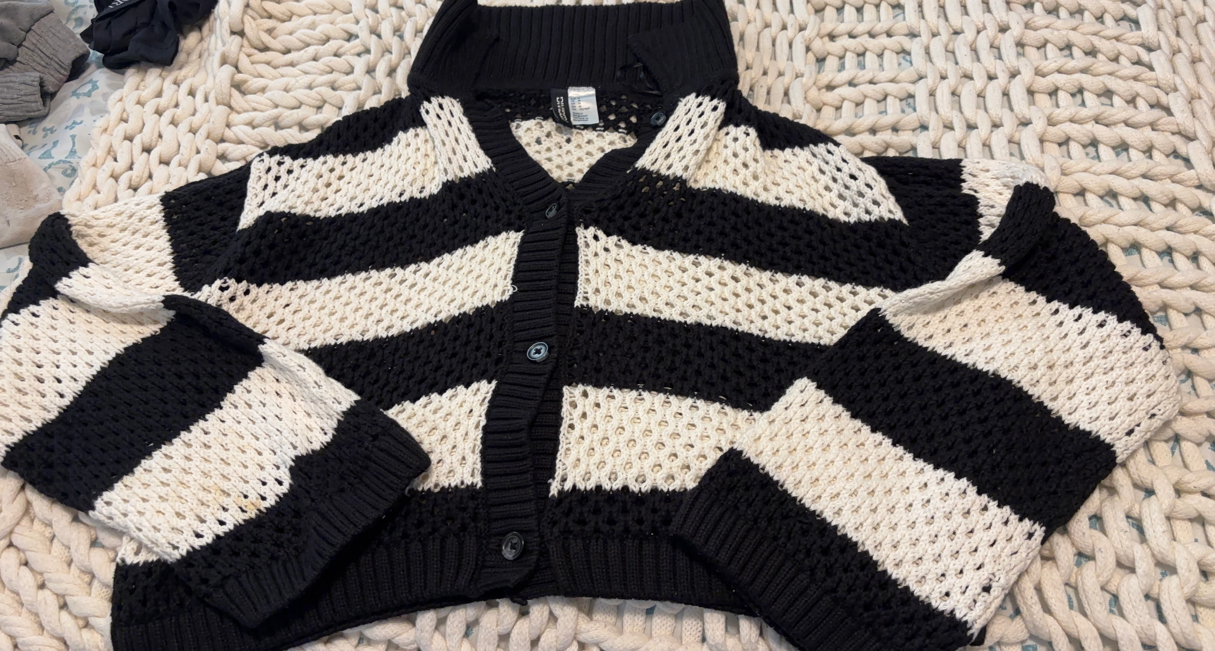 H&M Striped Crochet Cardigan