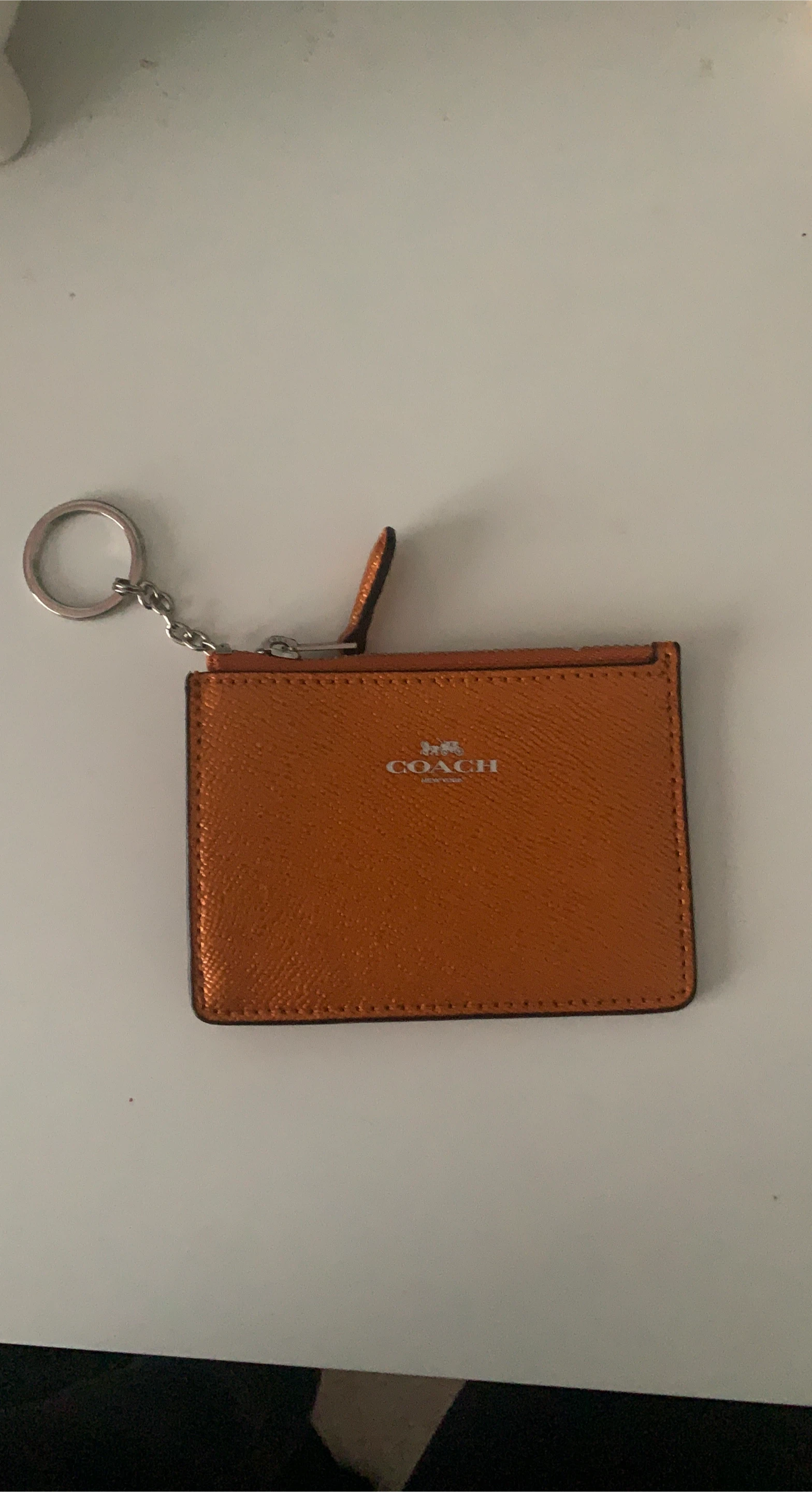 Coach Card Holder with Keychain Orange
