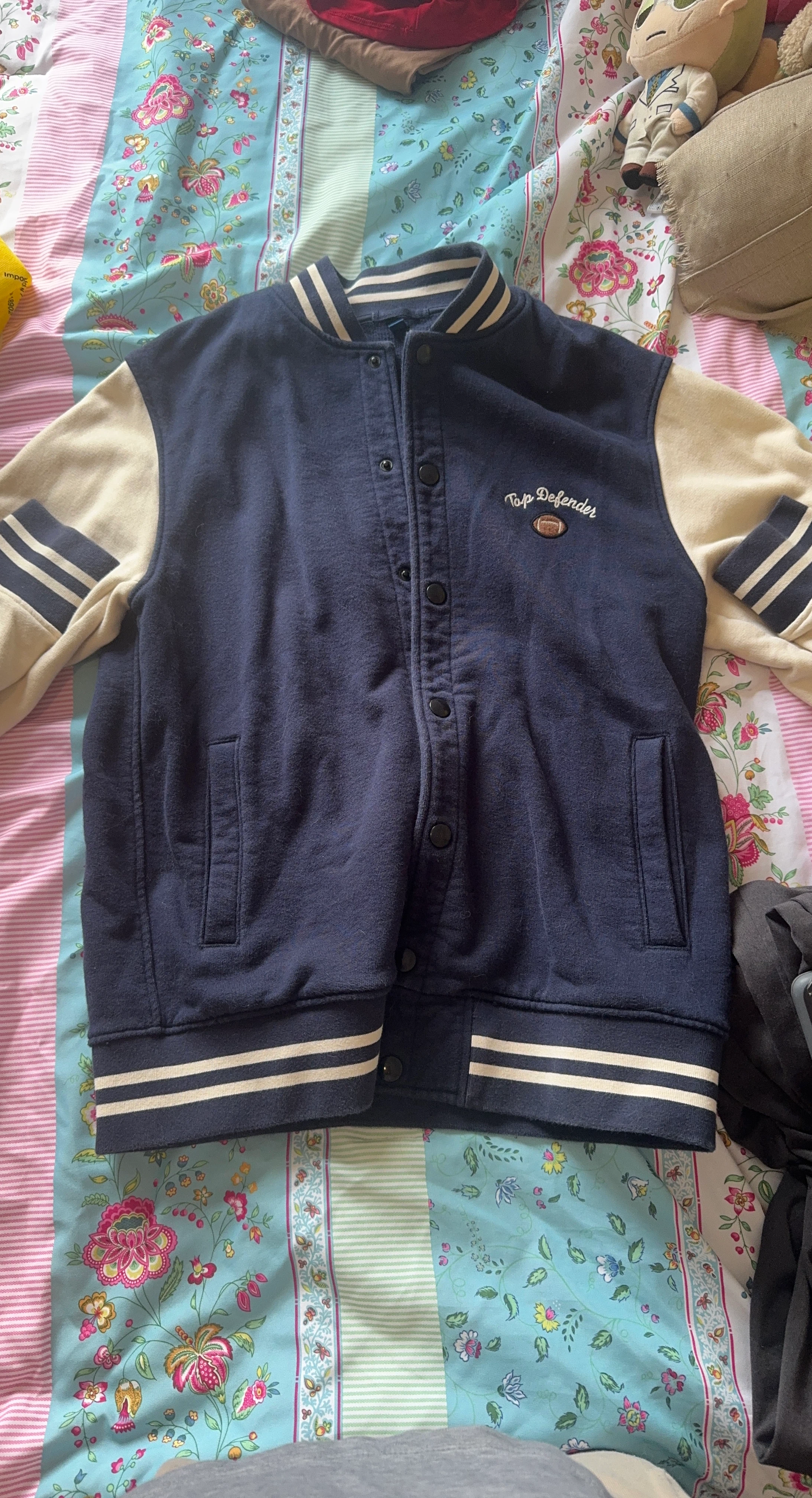 Uniqlo Varsity Jacket Navy/Cream Size 13