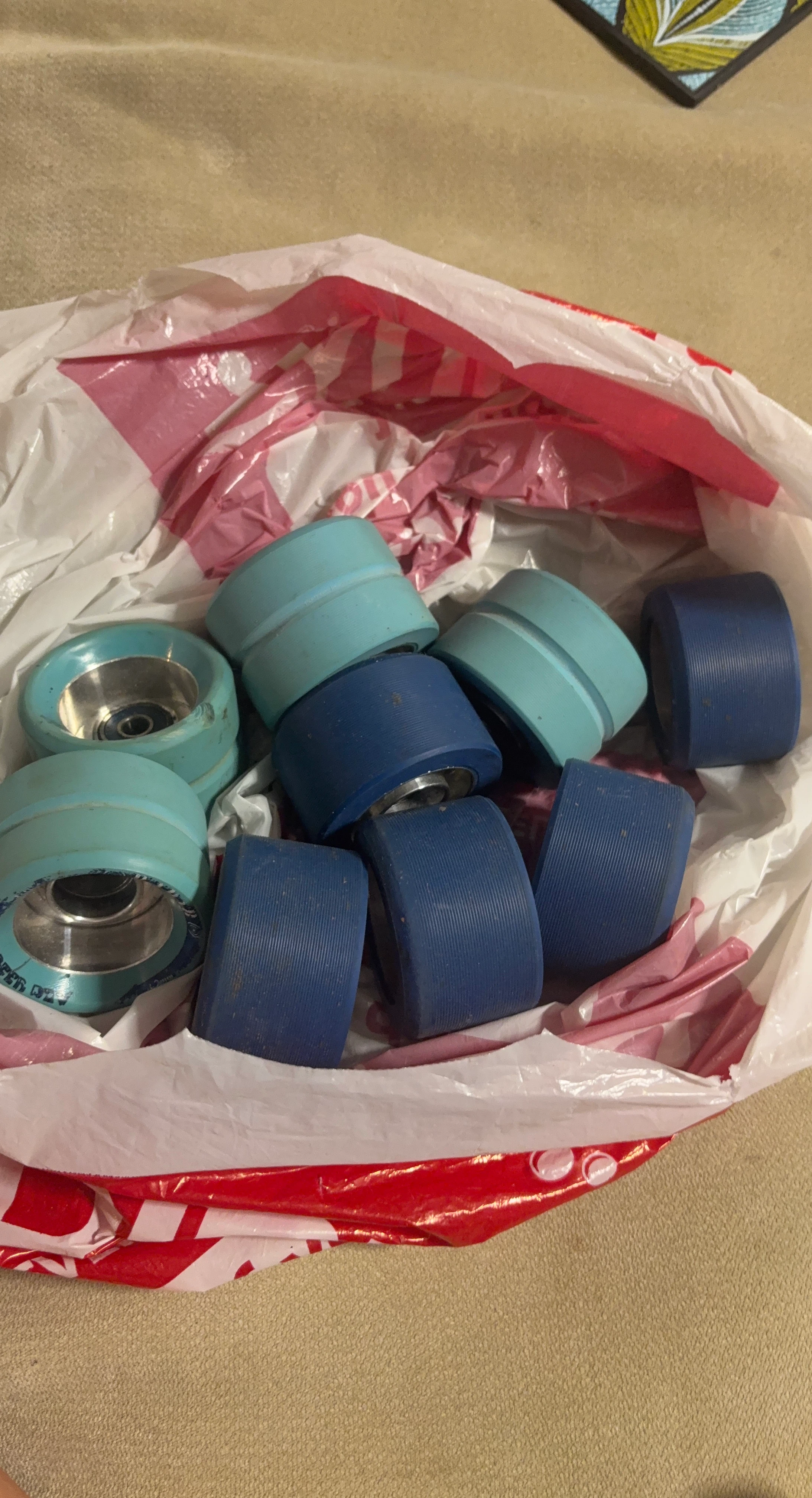 Set of Light and Dark Blue Roller Skate Wheels - photo 2