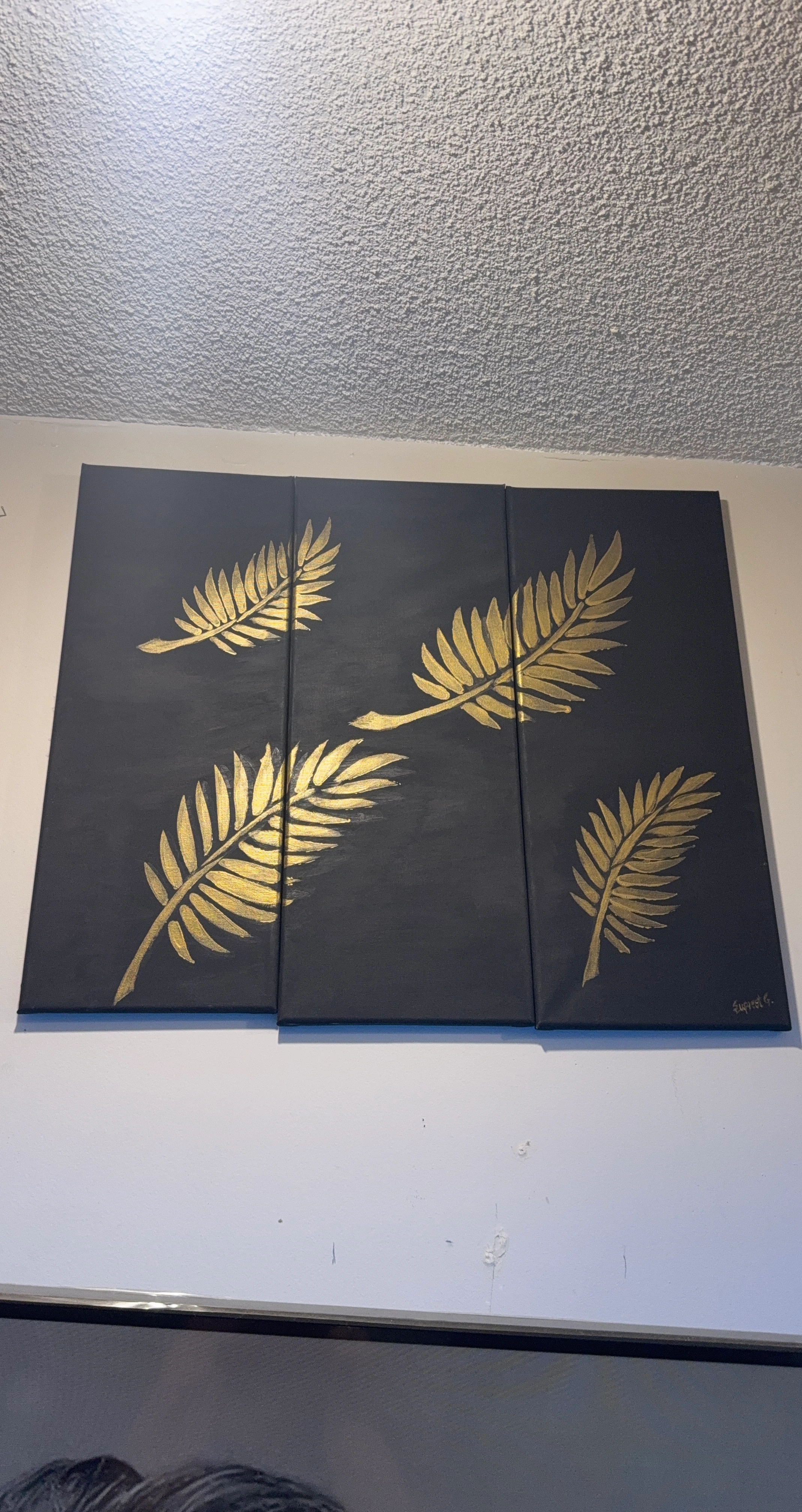 Gold Leaf Triptych Canvas Wall Art