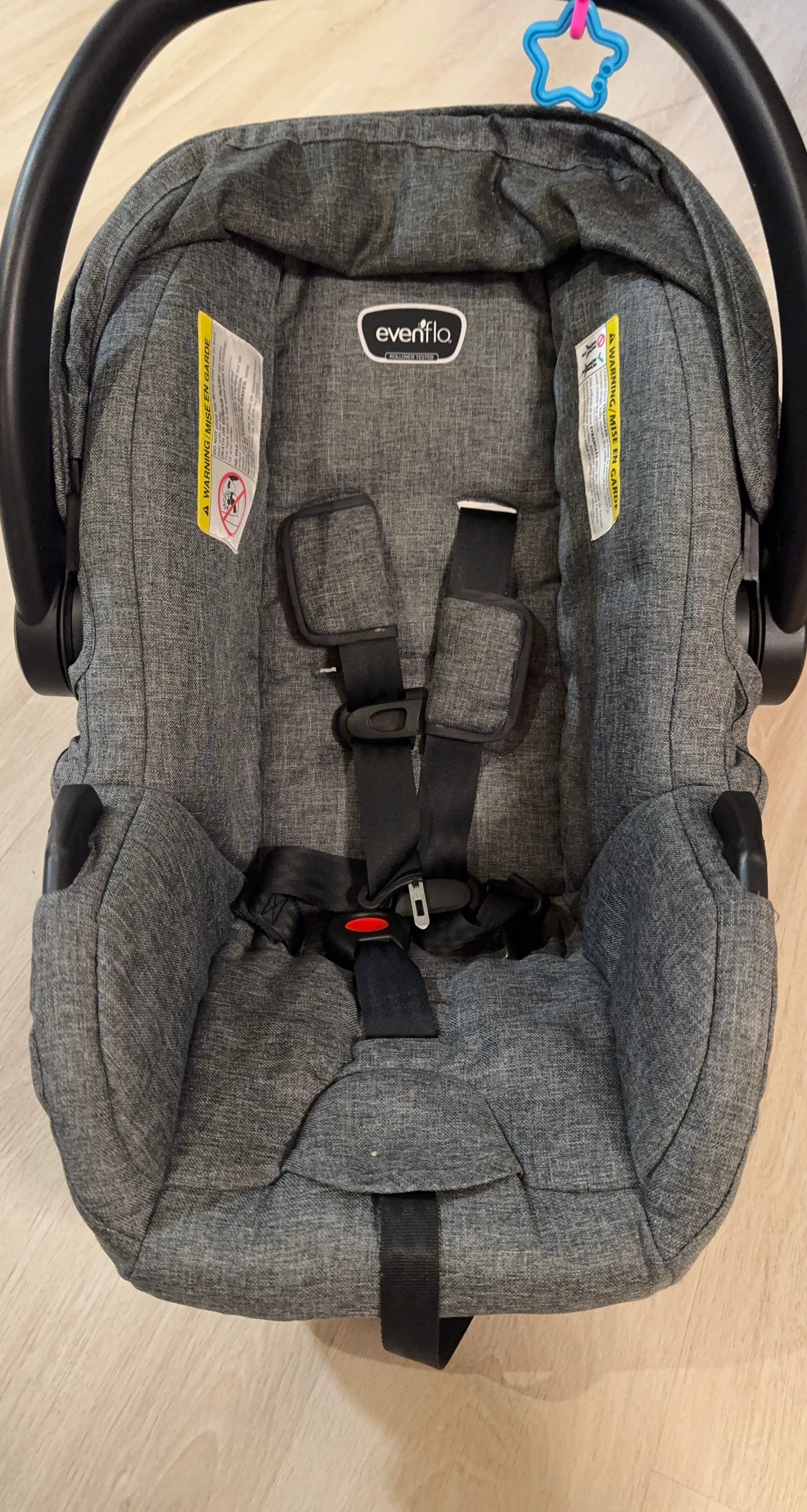 Evenflo infant car seat in grey