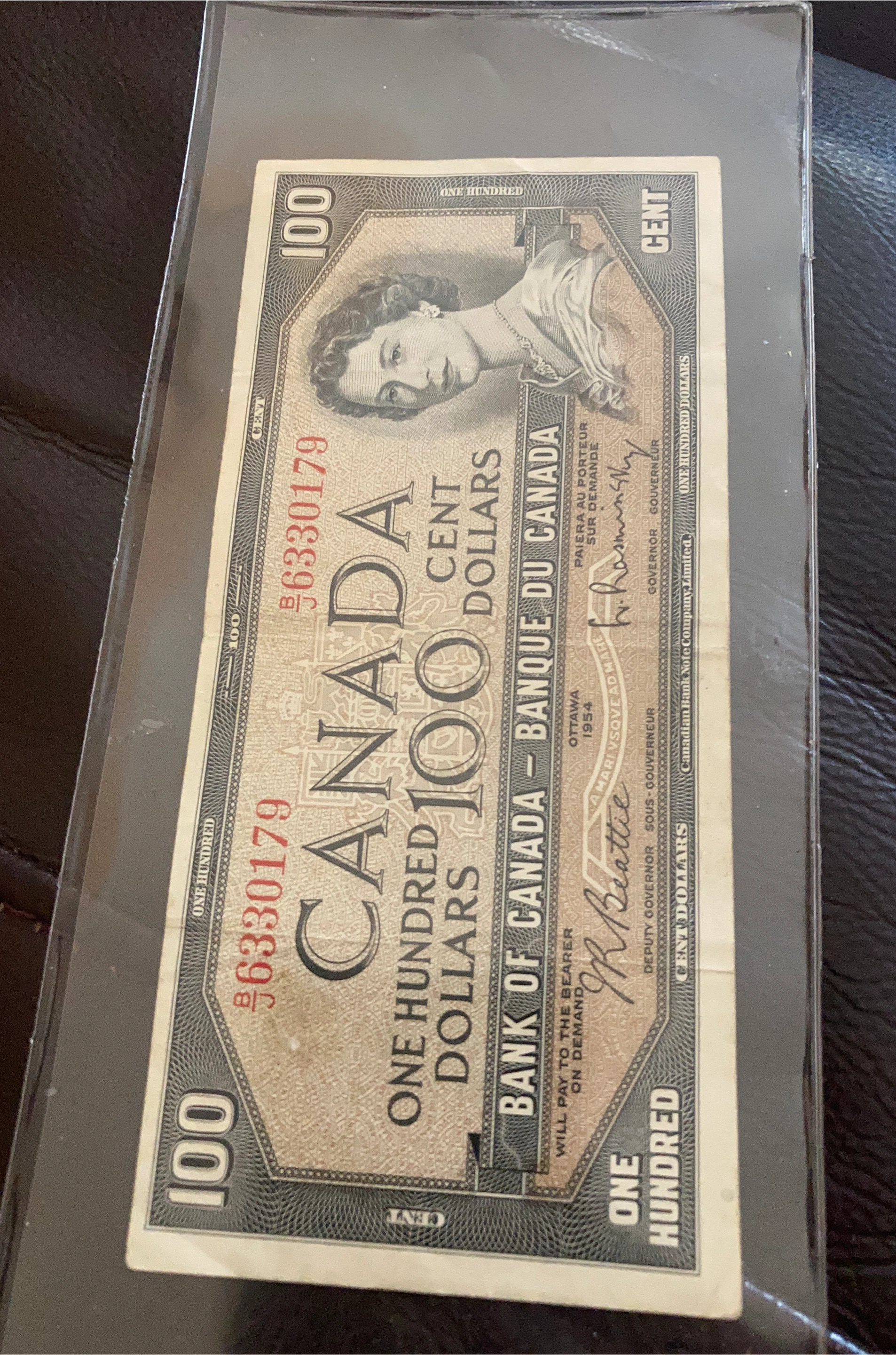 1954 Bank of Canada 100 Dollar Bill
