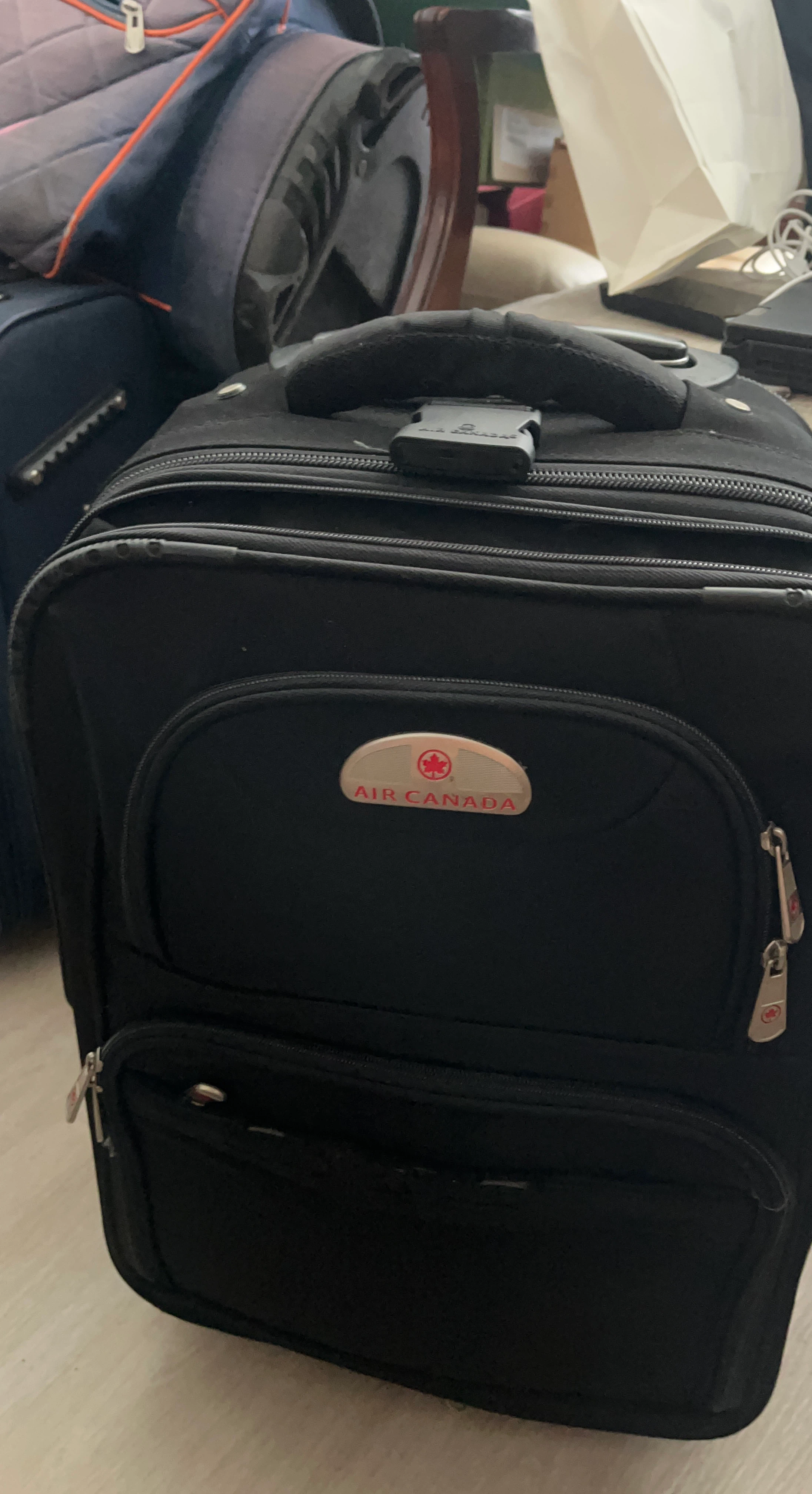 Air Canada Black Rolling Suitcase Luggage 22”