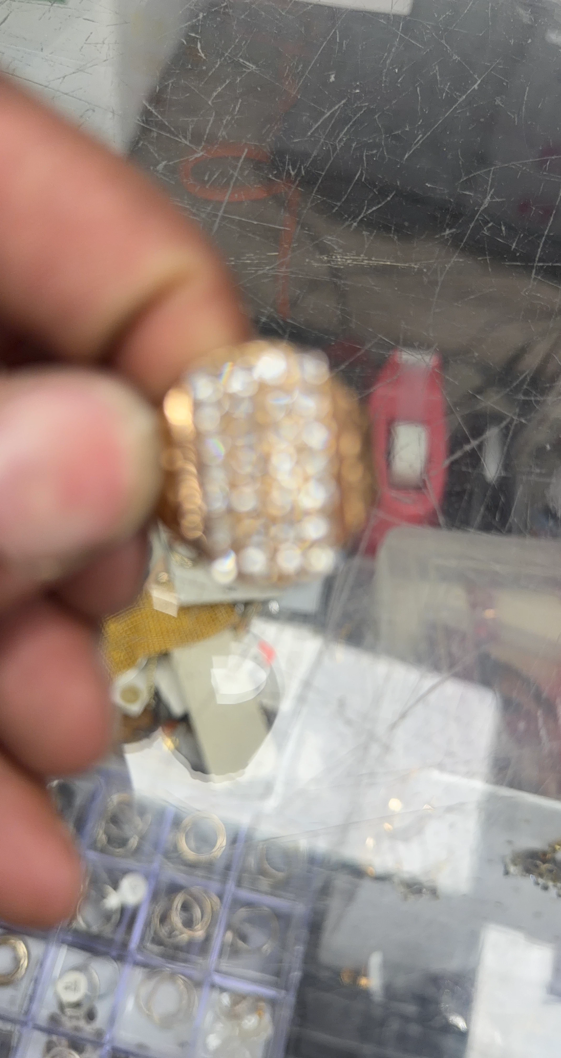 Gold-tone Ring with Clear Stones
