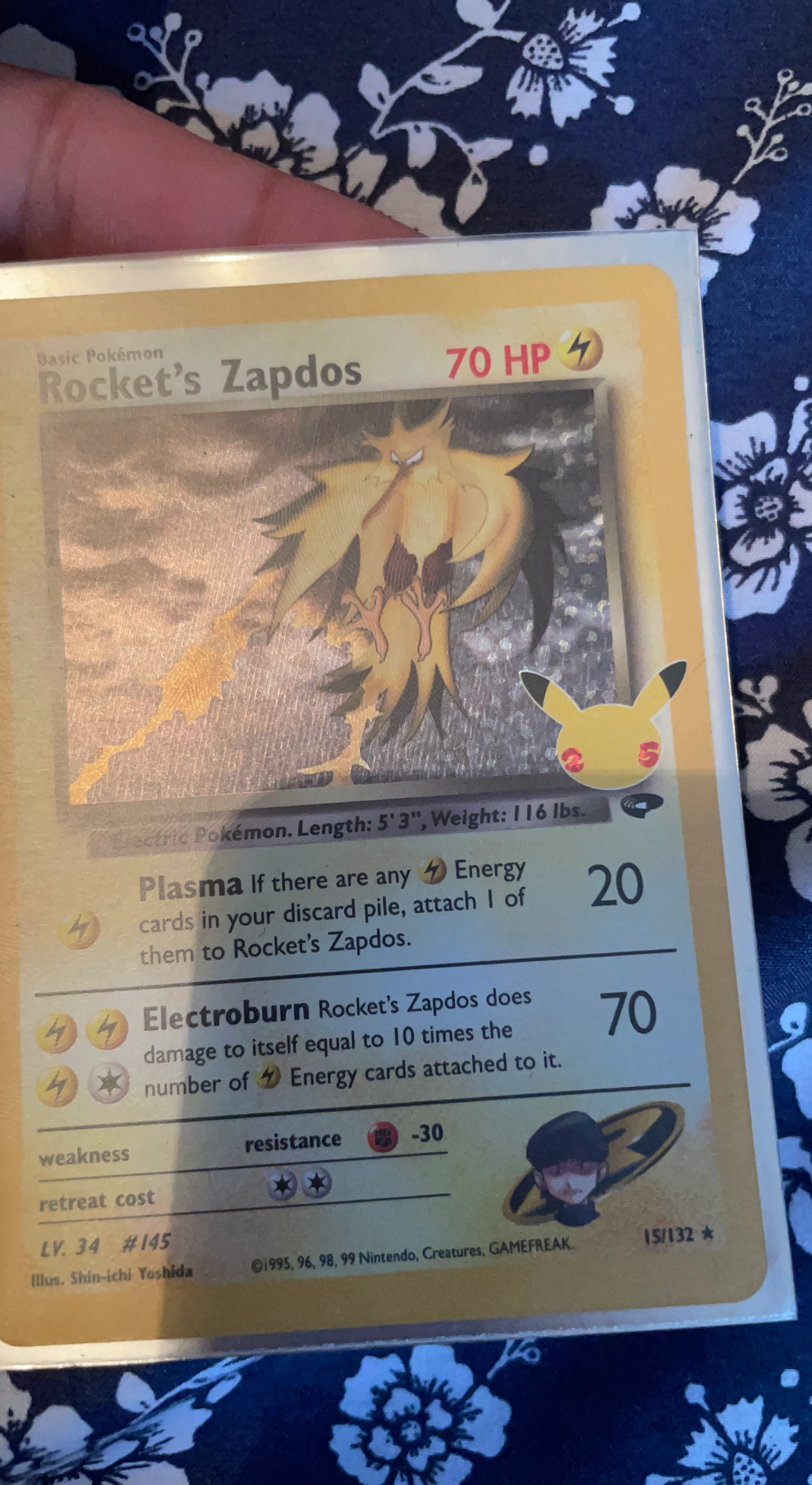 Pokemon Celebrations Rocket's Zapdos Holo Card