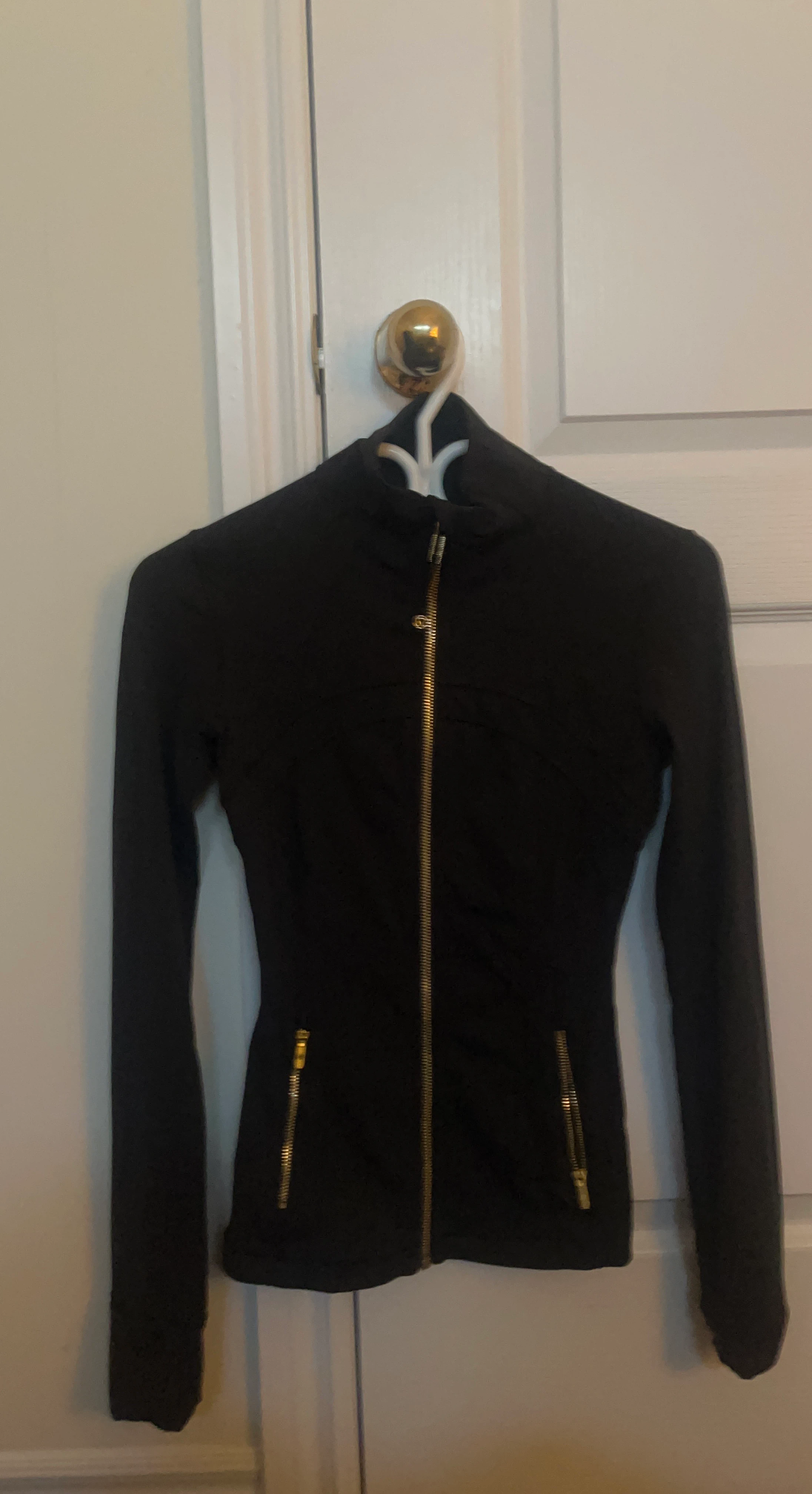 LULULEMON Black Zip-Up Jacket with Gold Accents