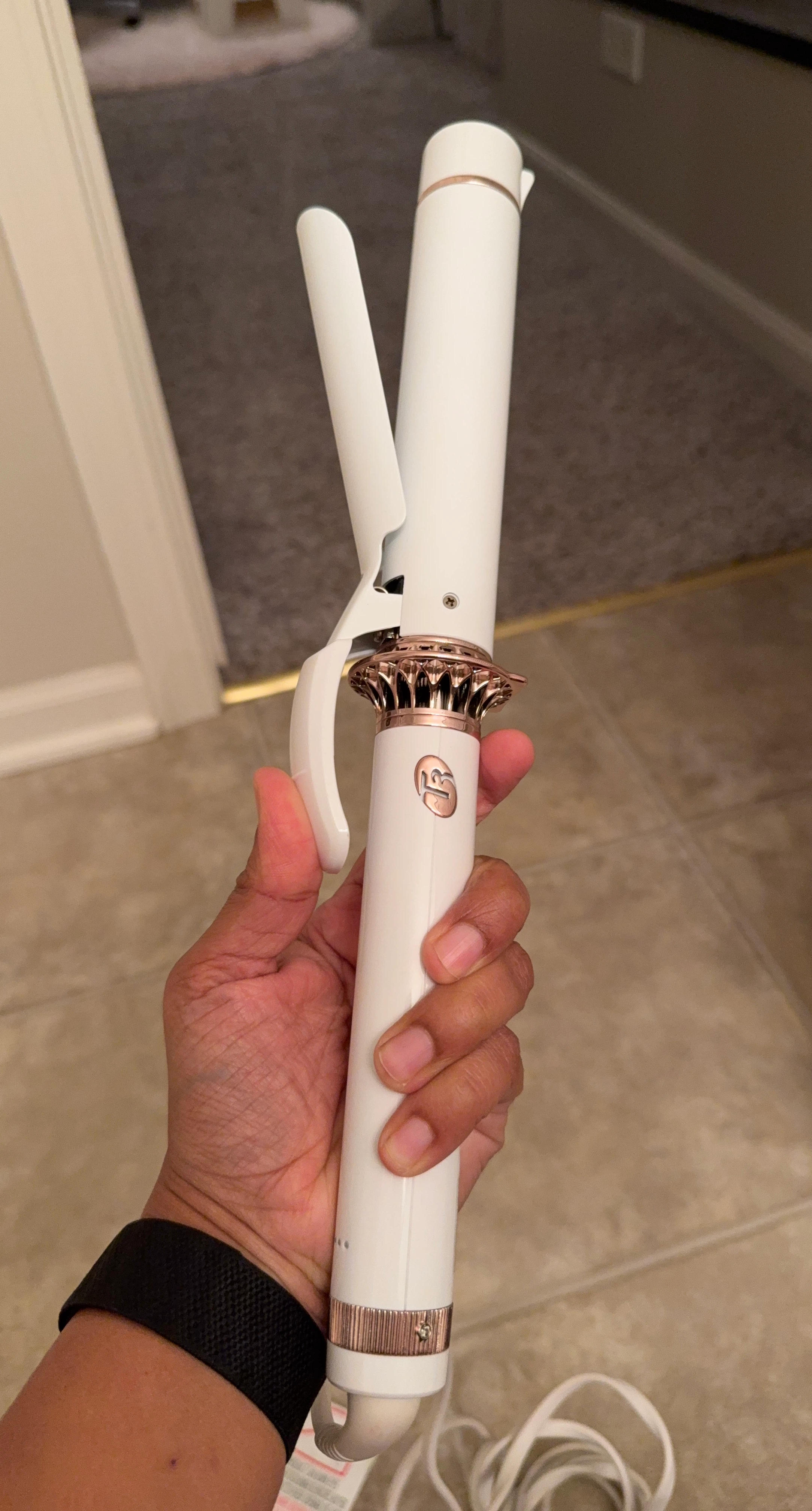 White Curling Iron with Rose Gold Accents
