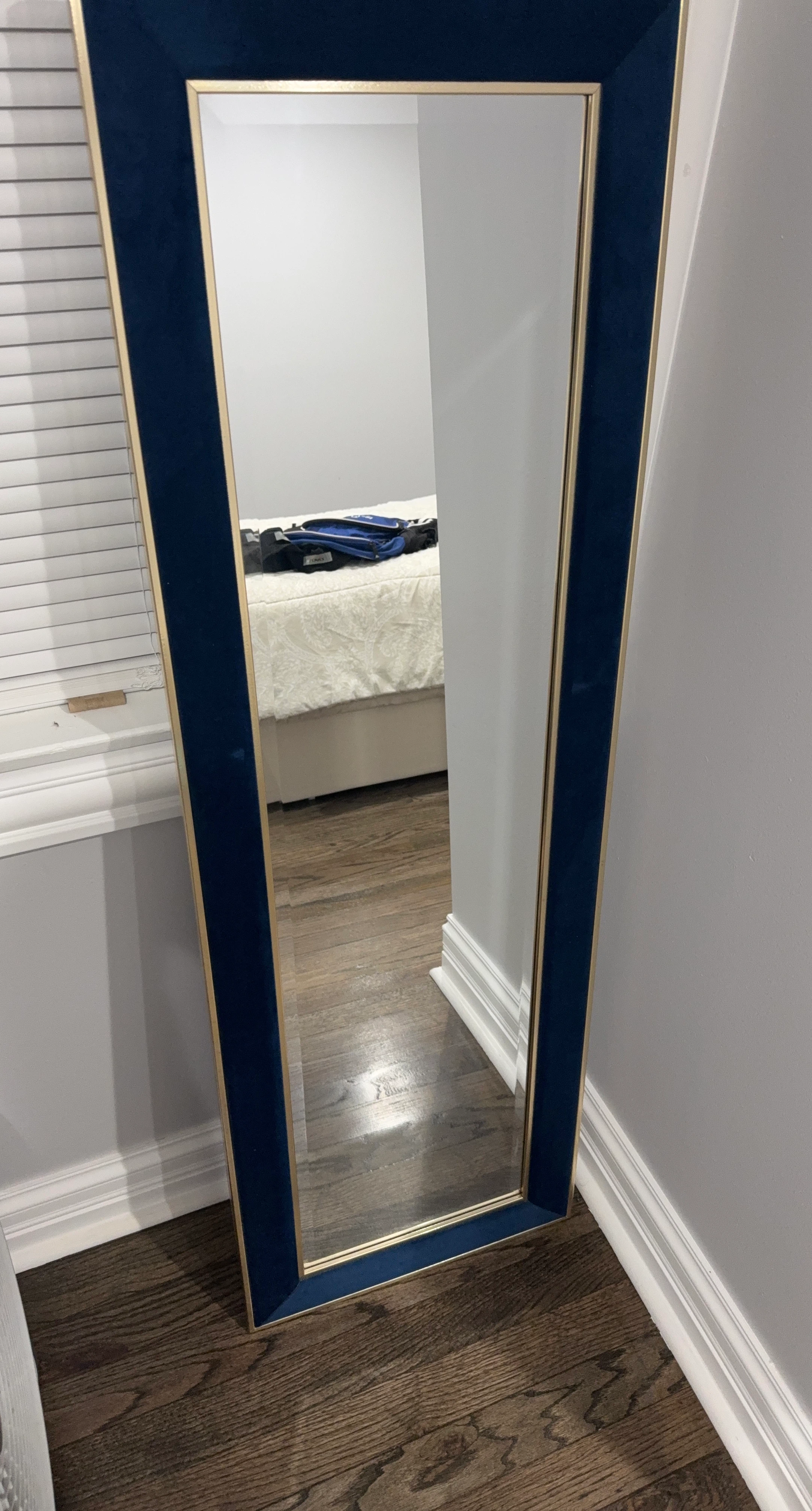 Full Length Mirror with Navy Blue Velvet Frame