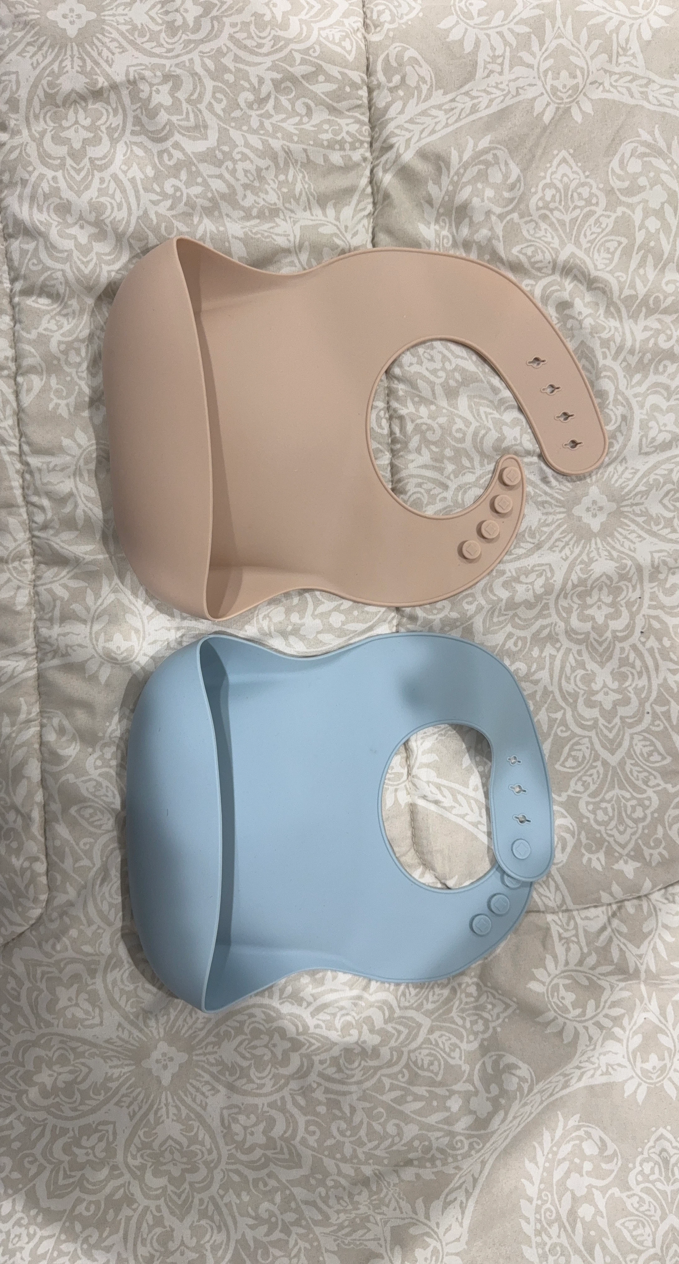2 Silicone Baby Bibs - Pink and Blue