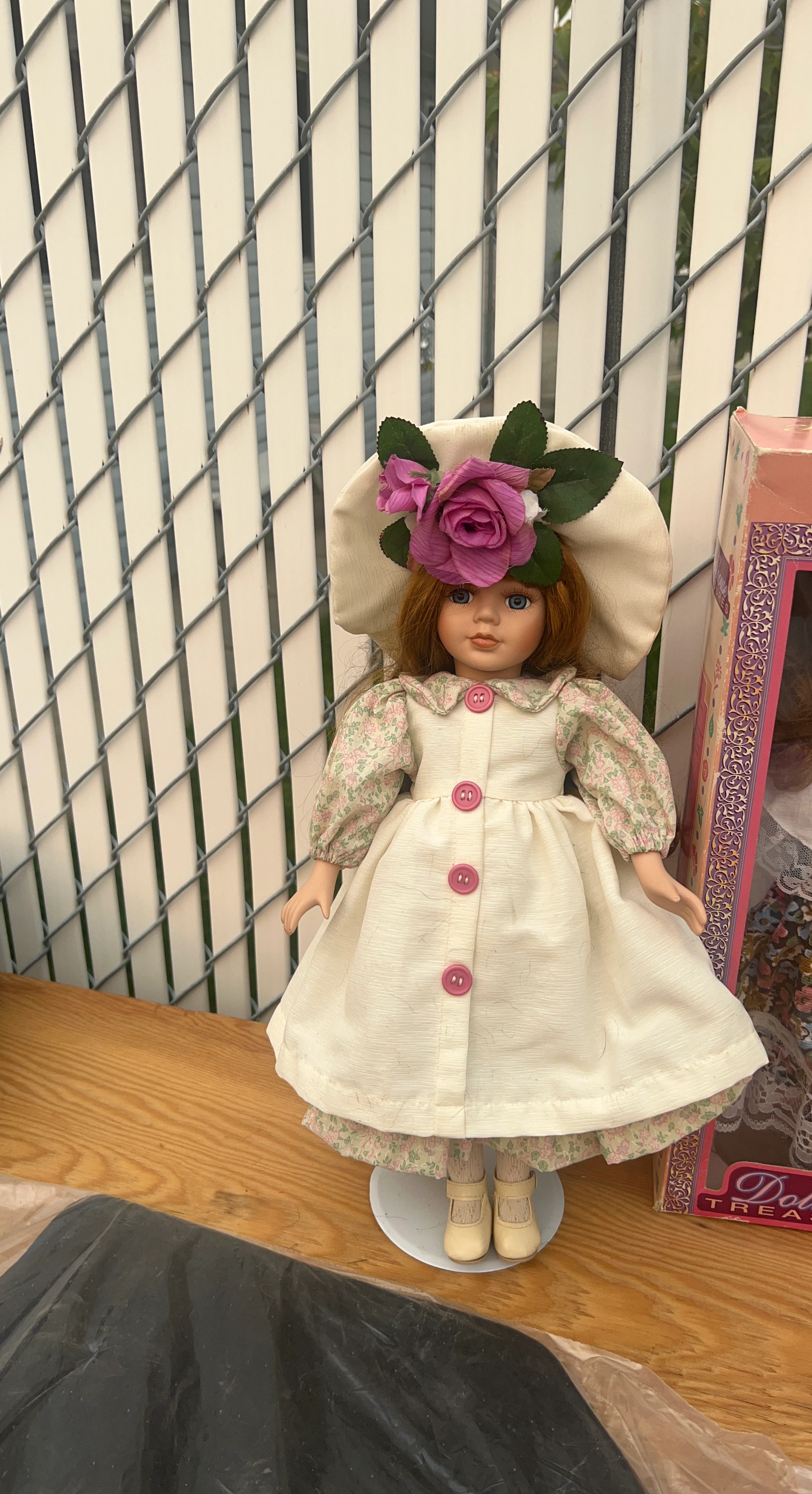 Porcelain Doll with Hat and Dress