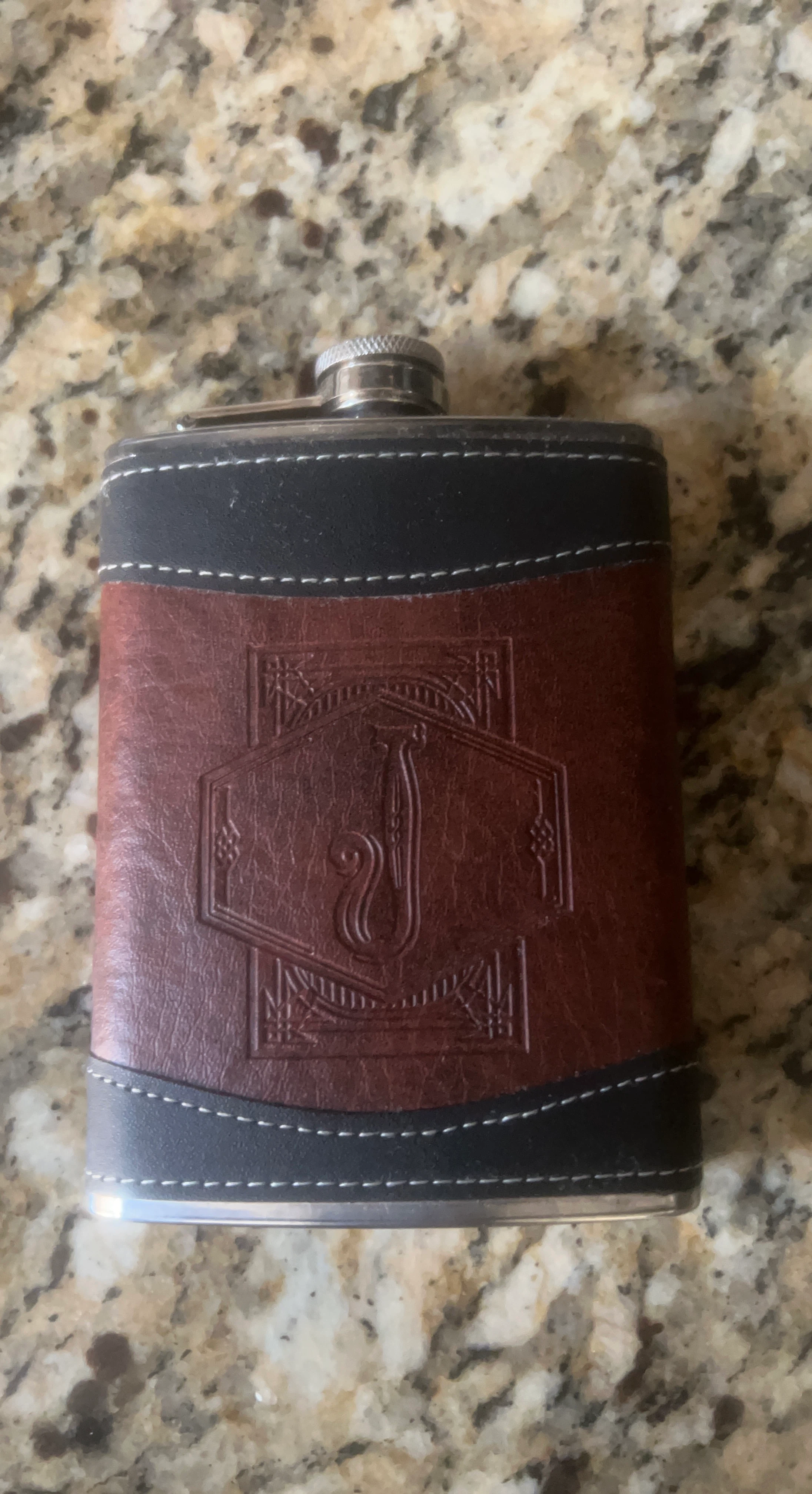 Leather Flask with Embossed Design