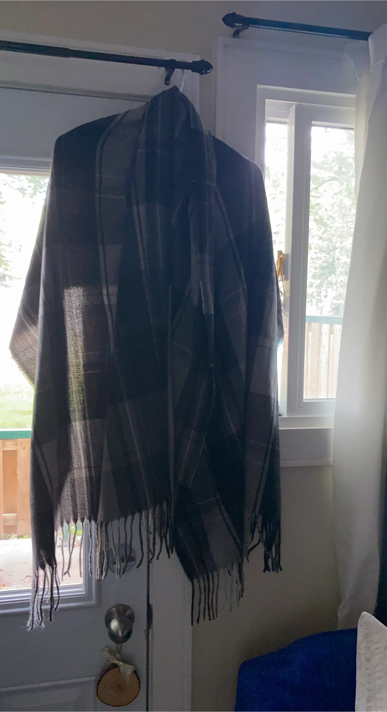 Plaid Scarf with Fringe