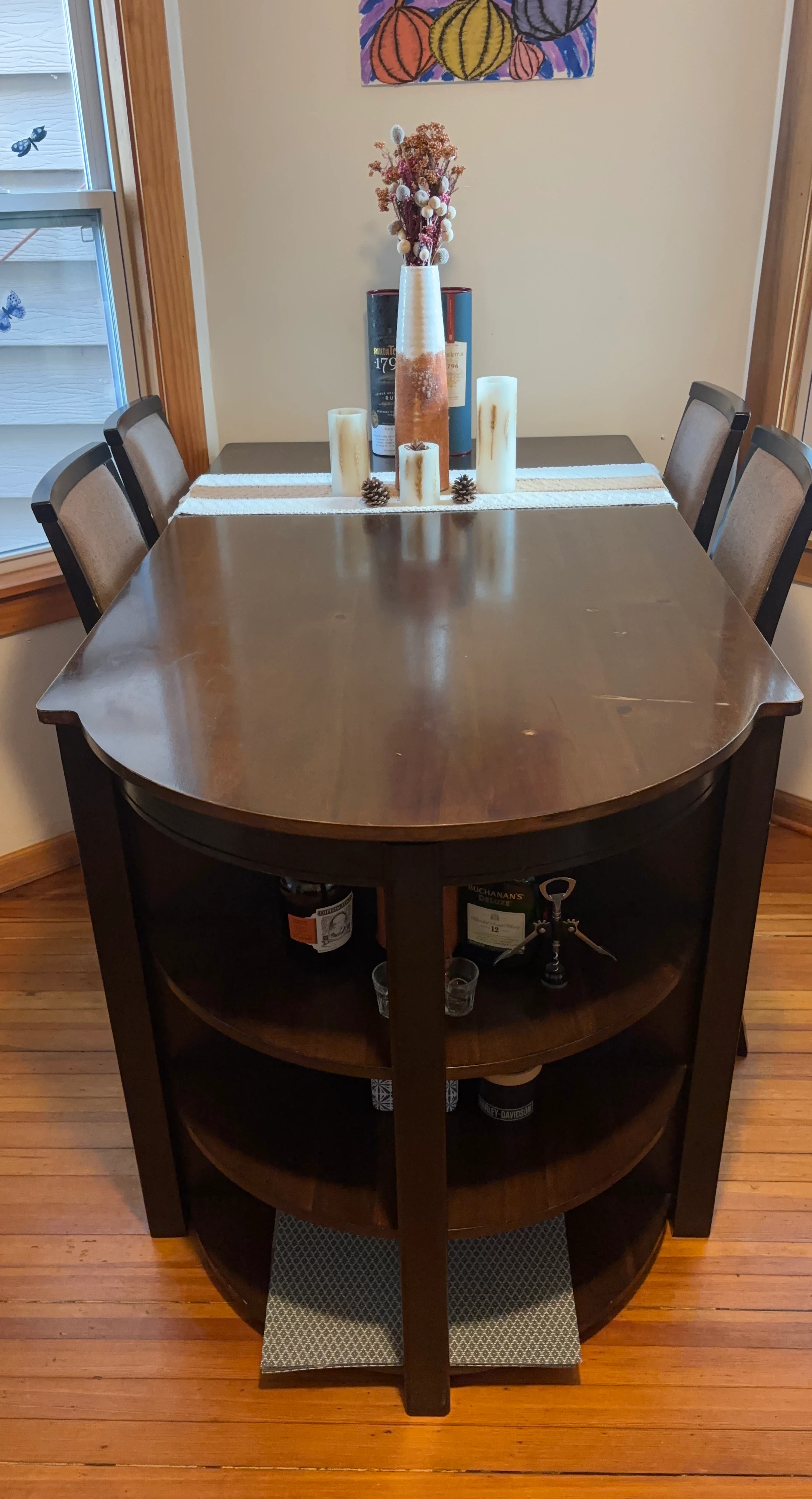 Dark Wood Dining Table with 4 Chairs