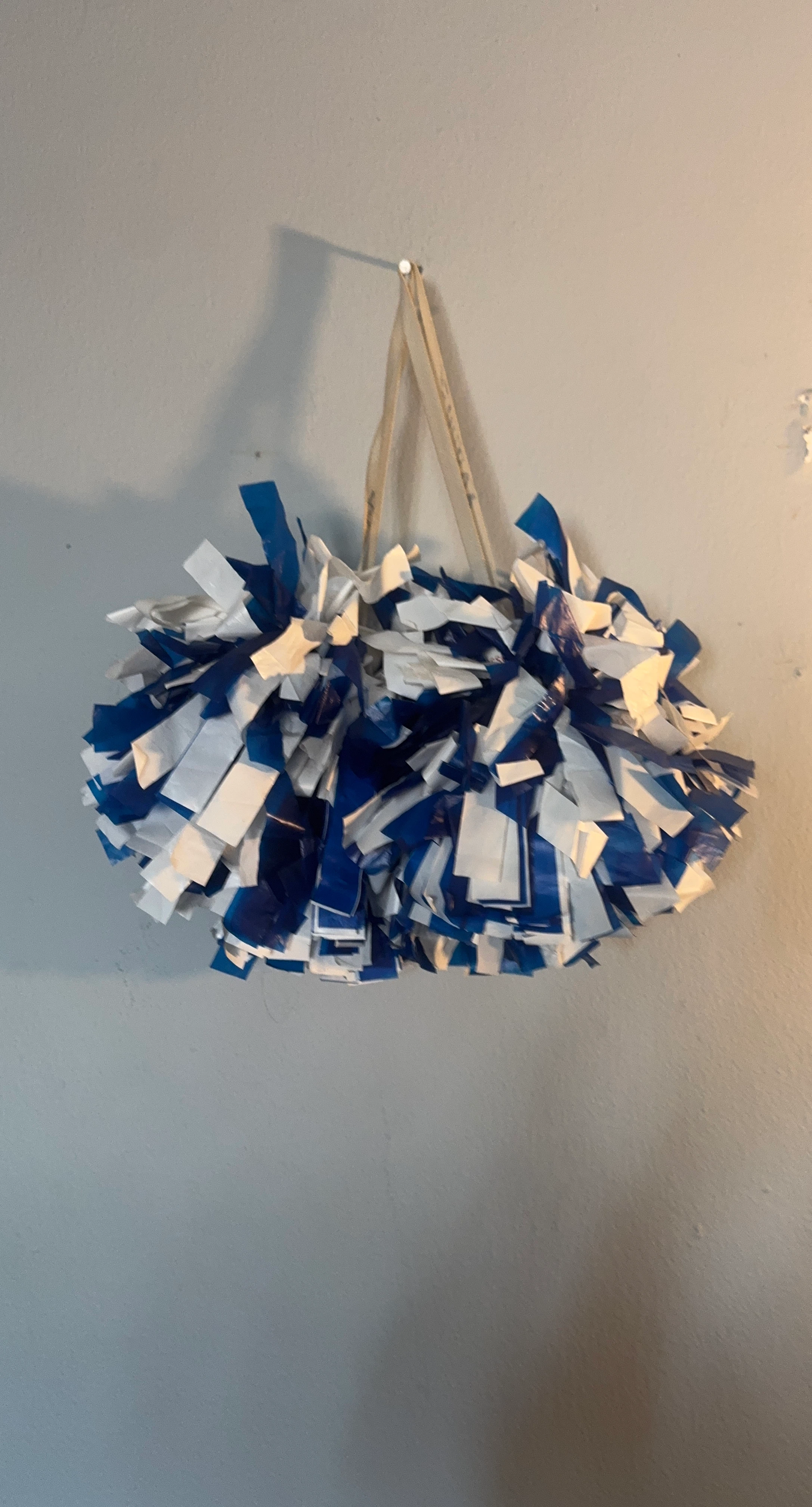 Blue and White Cheerleading Pompoms