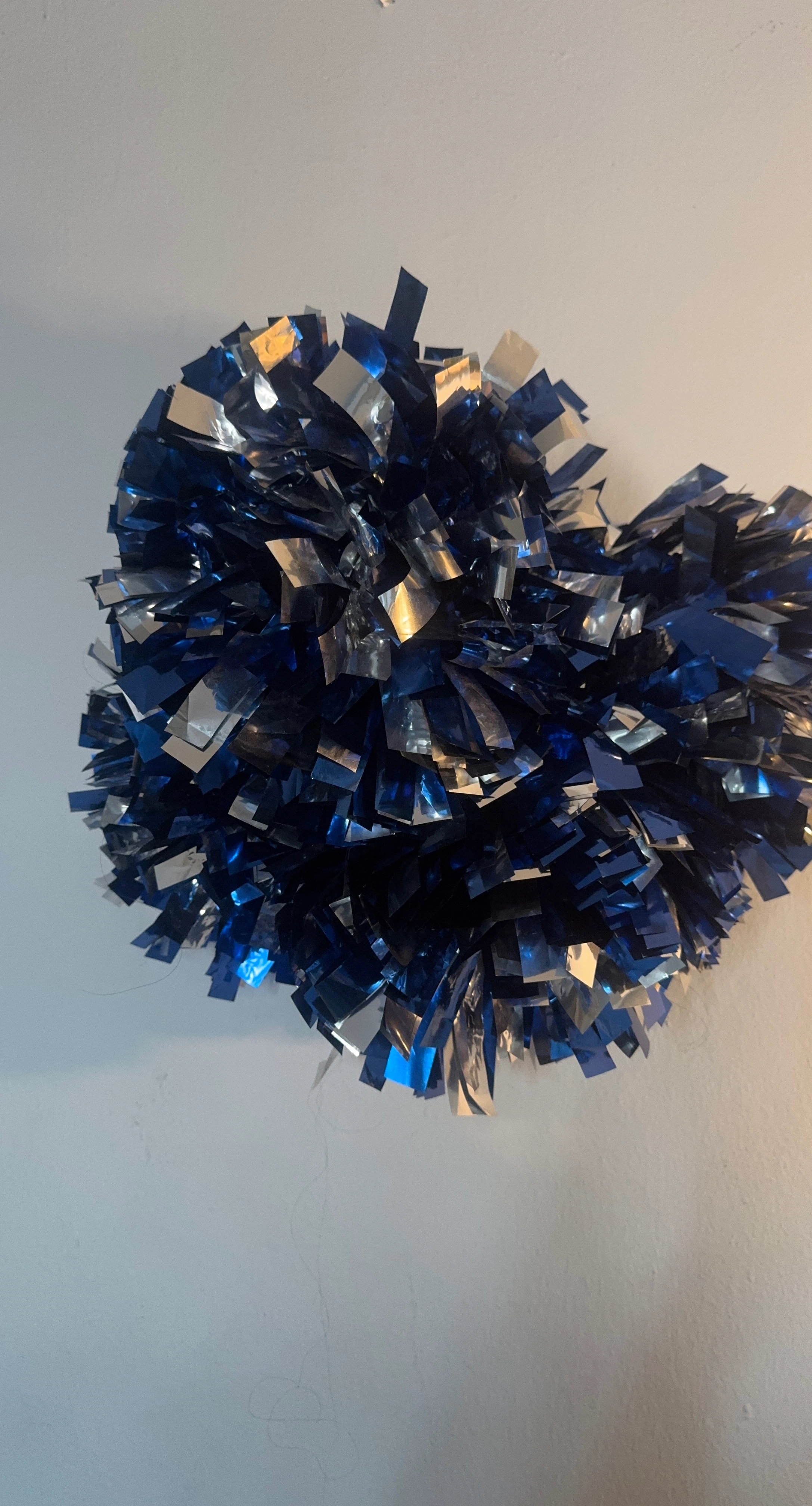 Blue and Silver Metallic Cheer Pom Pom