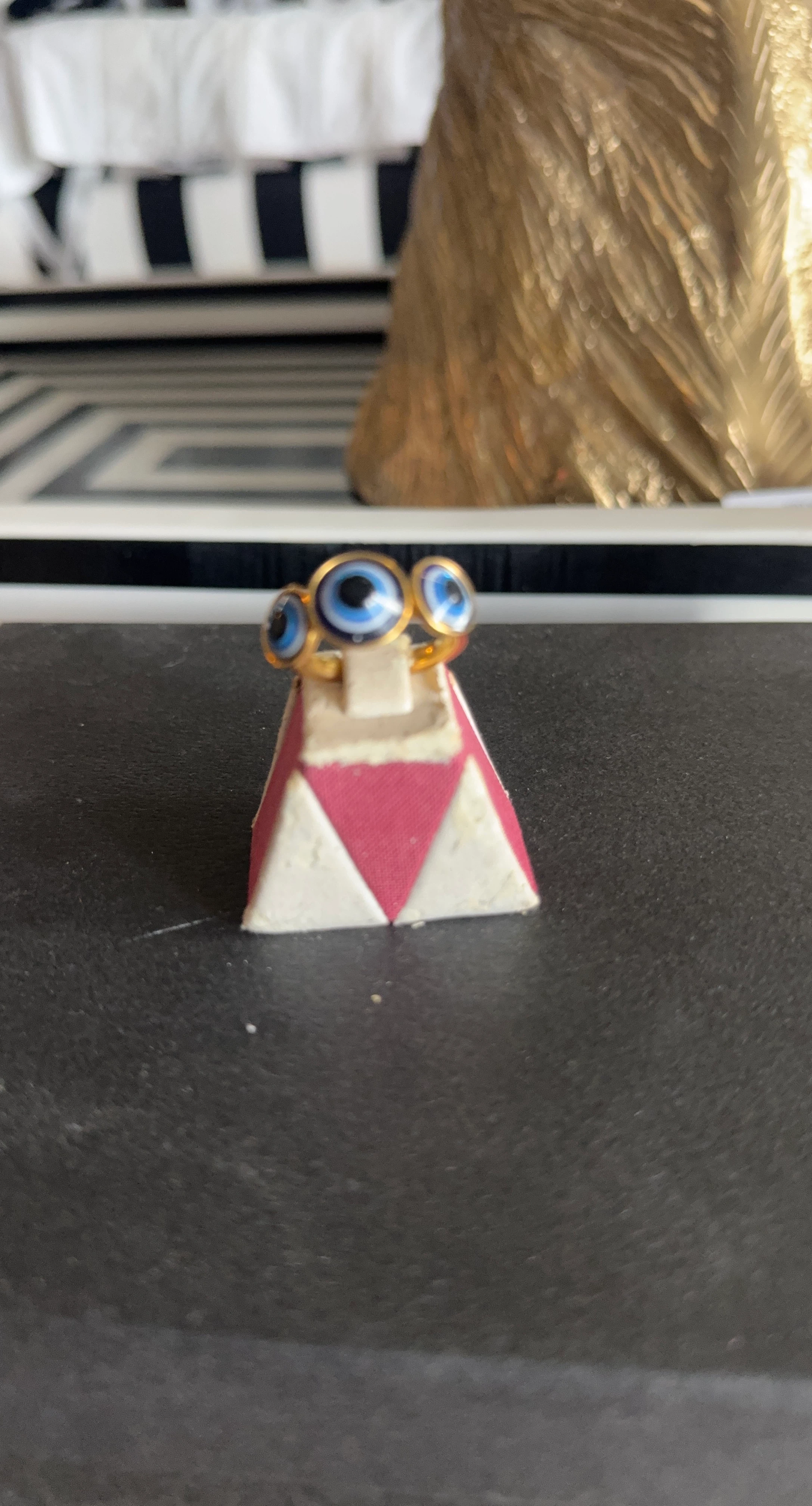Gold Tone Triple Evil Eye Ring