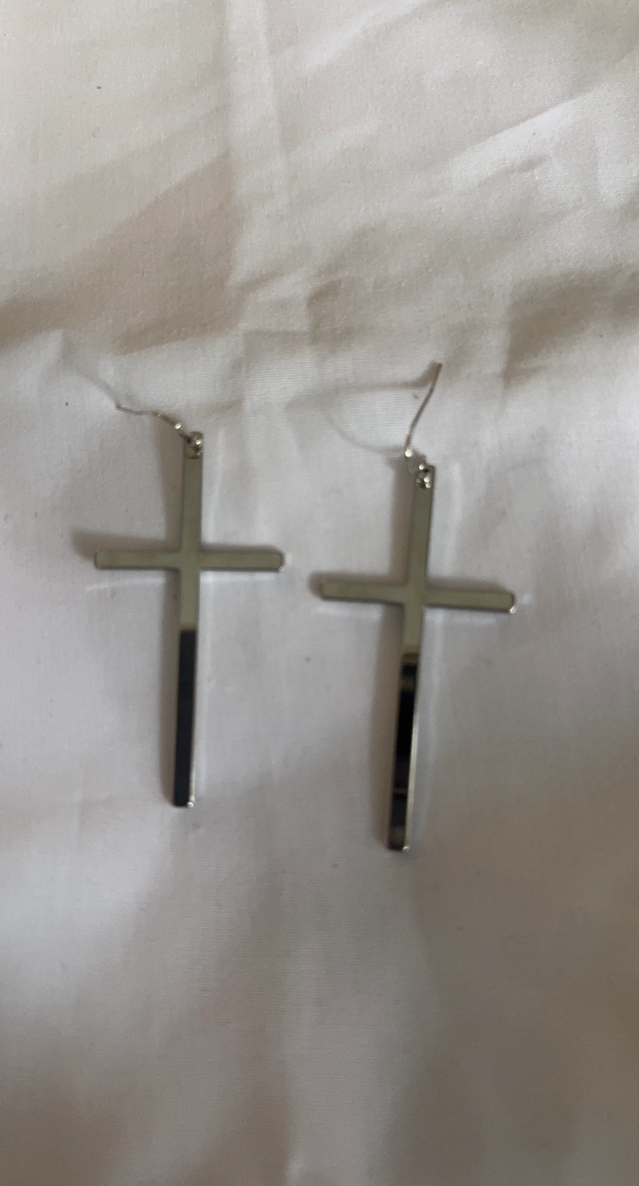 Silver Cross Dangle Earrings